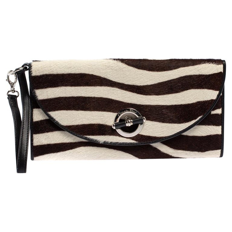 Dior Black/White Calf Hair and Leather Jazz Club Wristlet Clutch For Sale  at 1stDibs