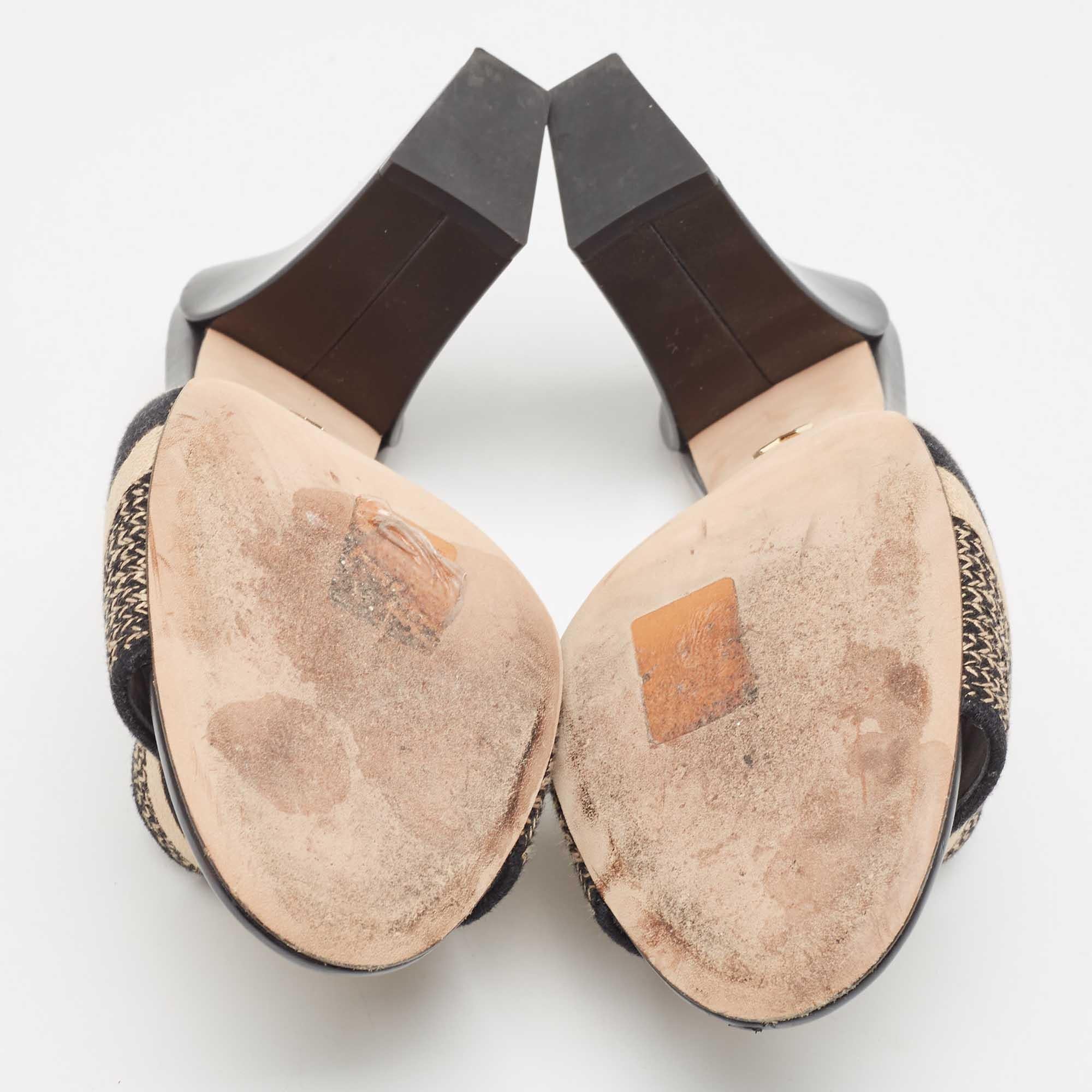 Dior Black/White Canvas Dway Slides Size 42 1