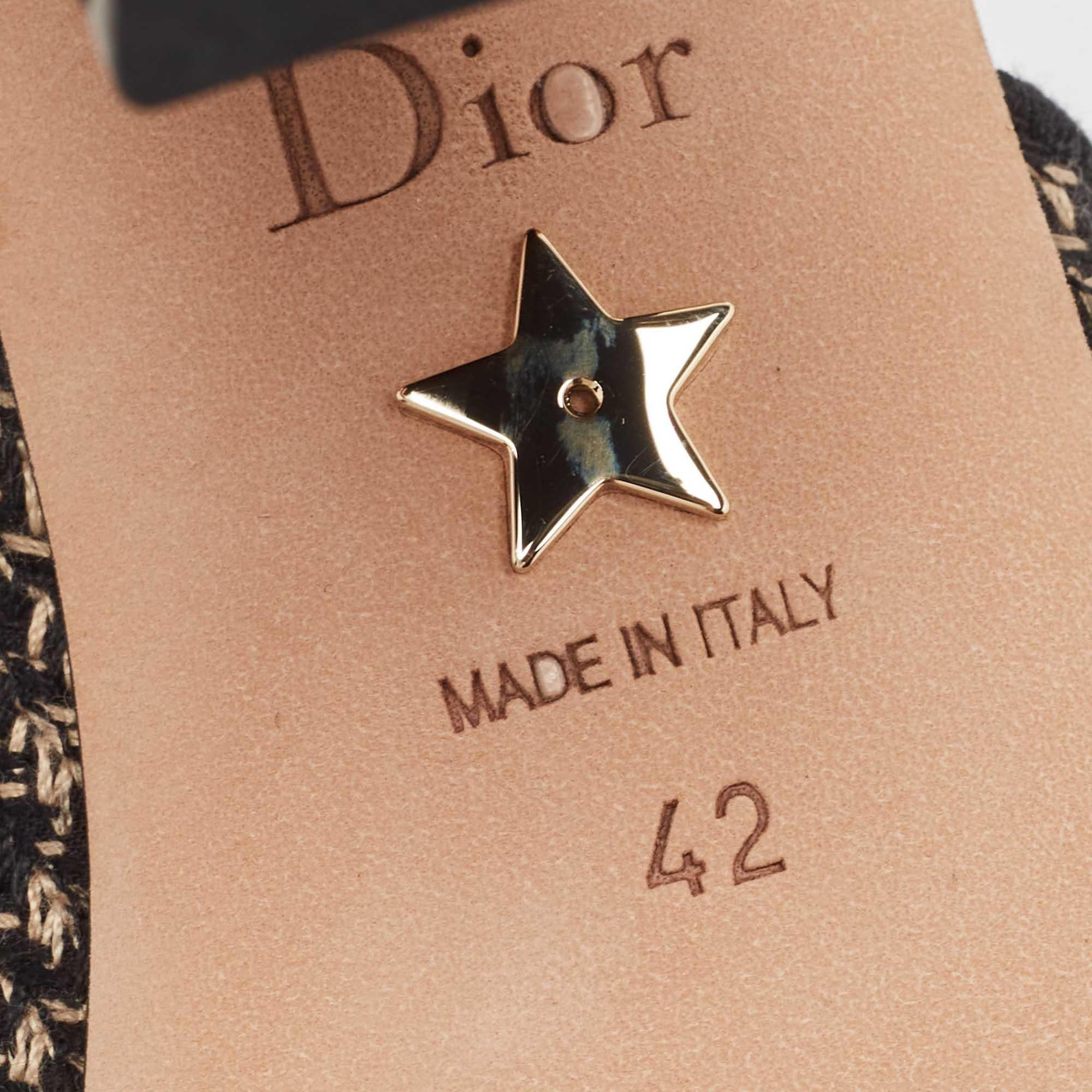 Dior Black/White Canvas Dway Slides Size 42 2