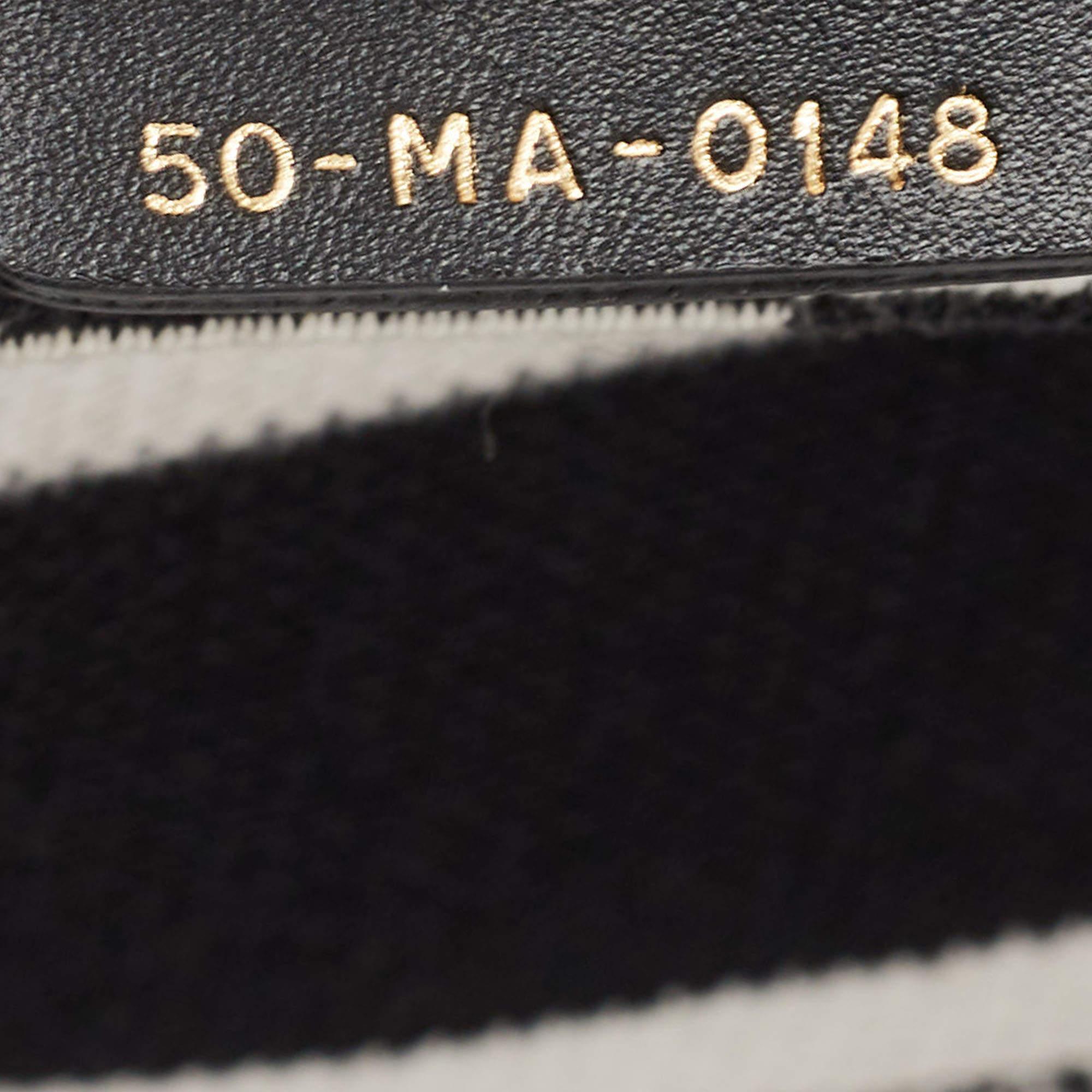 Dior Black/White Checkered Embroidered Canvas Large Book Tote For Sale 6