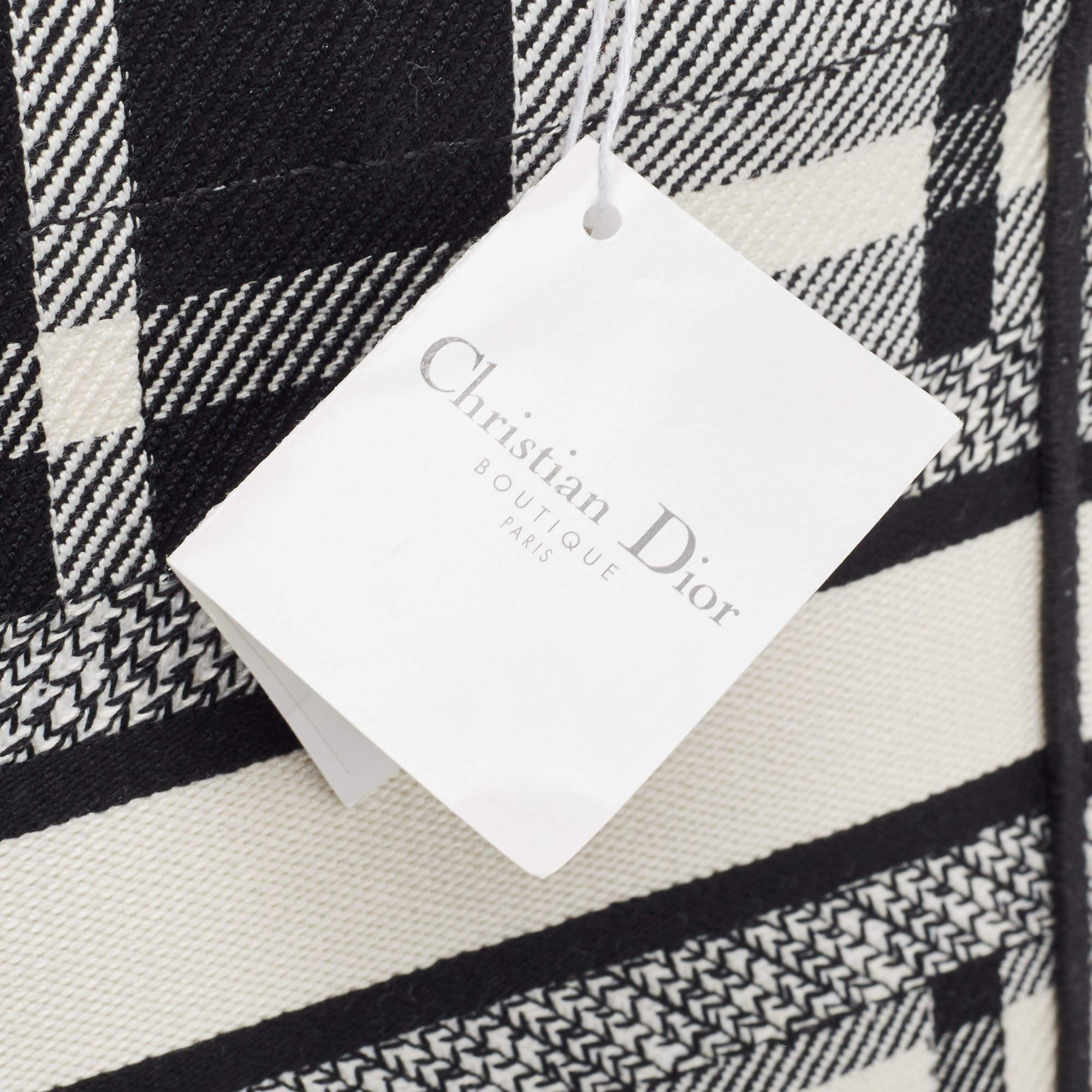 Dior Black/White Check'N'Dior Canvas Small Book Tote 5