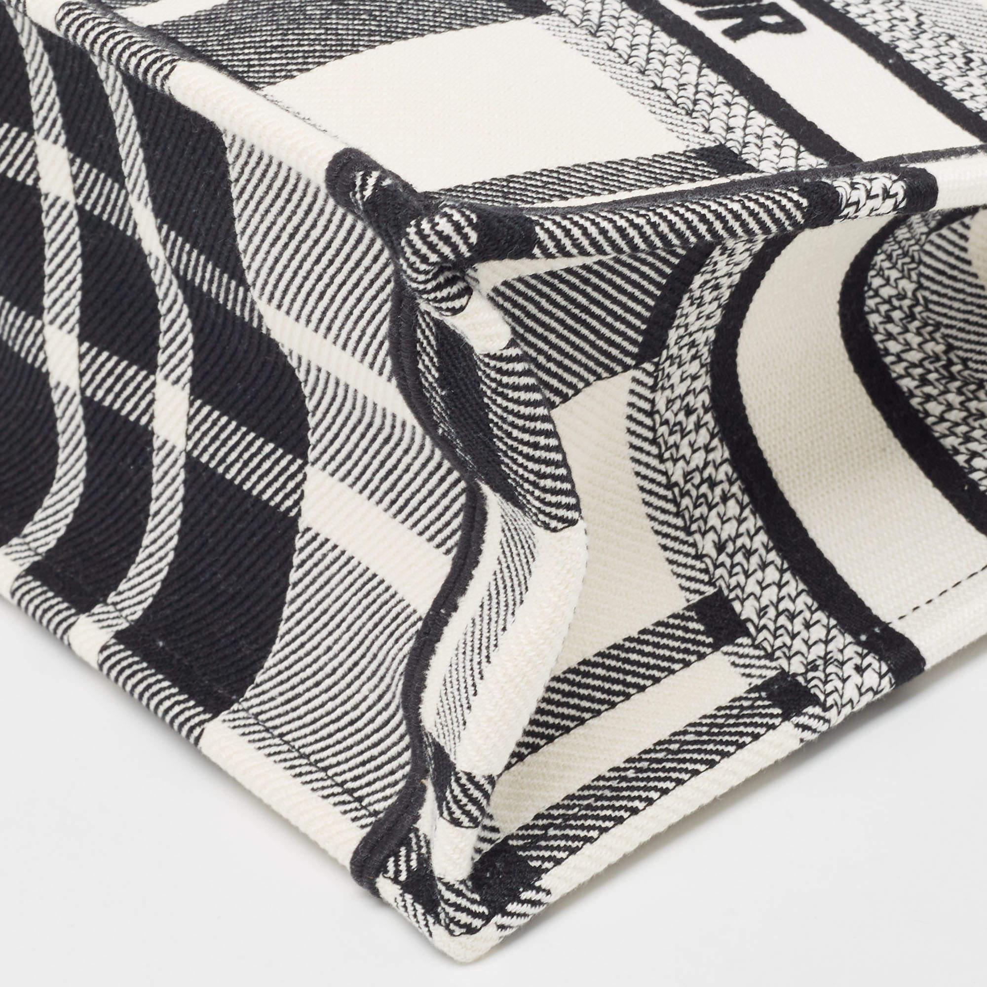 Dior Black/White Check'N'Dior Canvas Small Book Tote 7