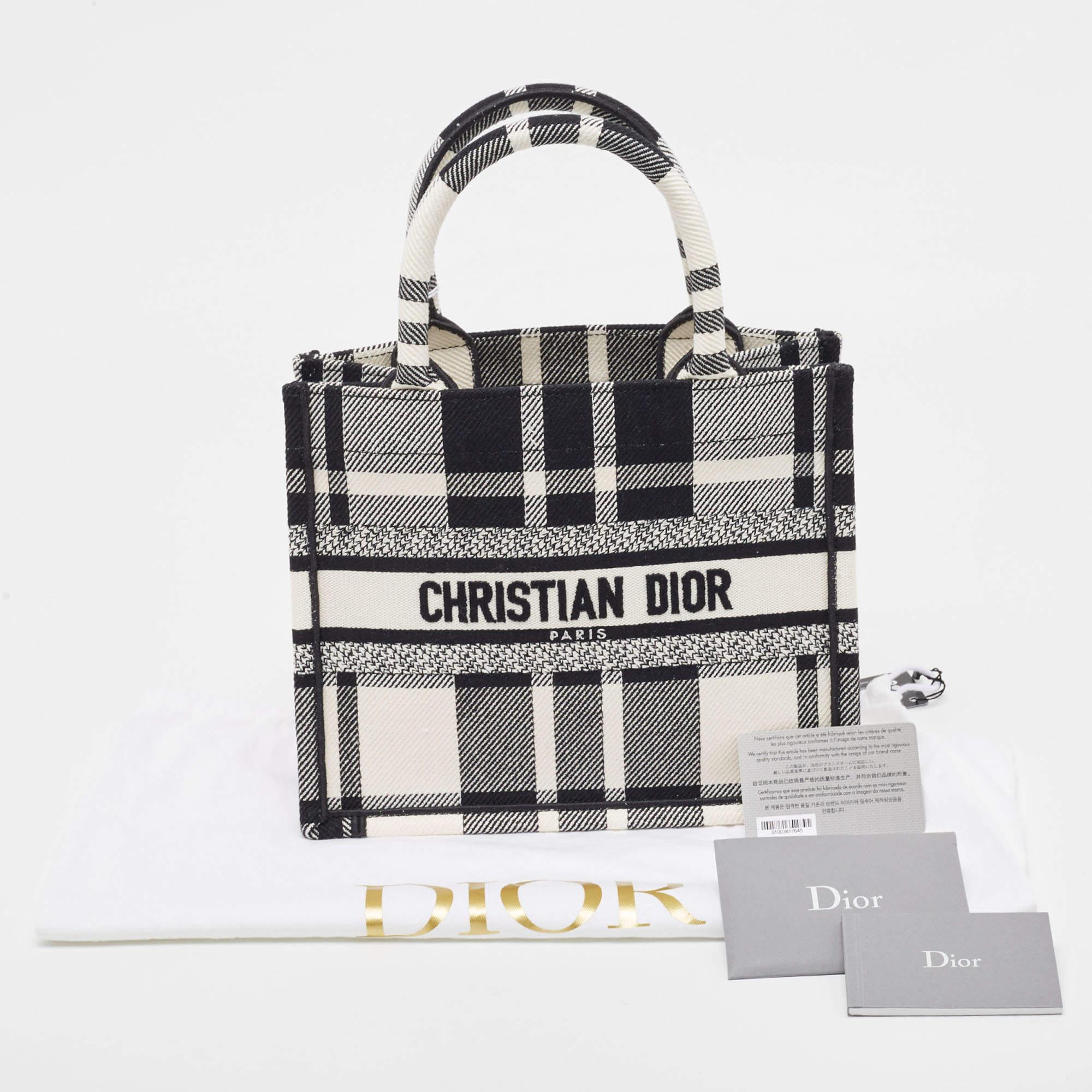 Dior Black/White Check'N'Dior Canvas Small Book Tote 1