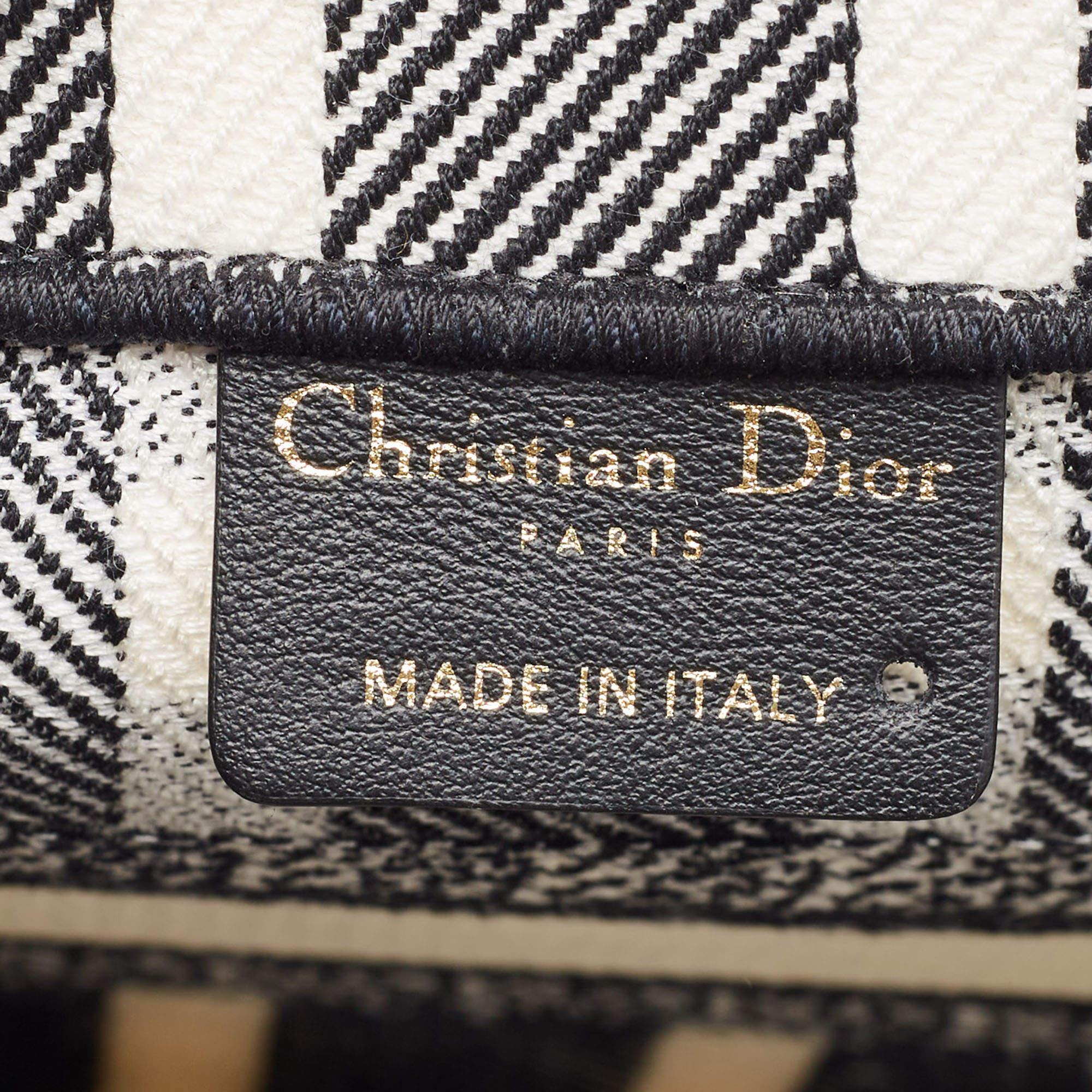 Dior Black/White Check'N'Dior Canvas Small Book Tote 3