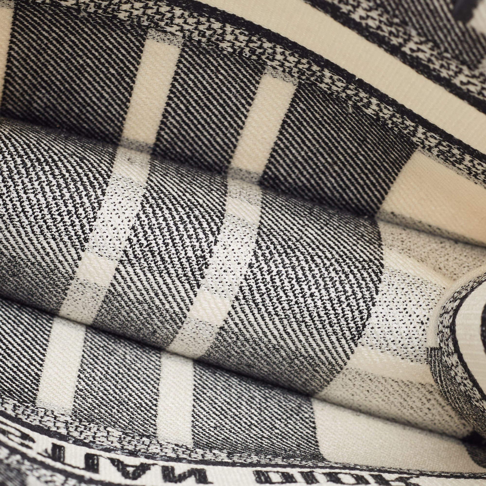 Dior Black/White Check'N'Dior Canvas Small Book Tote 4