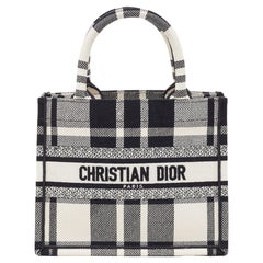 Dior Black/White Check'N'Dior Canvas Small Book Tote