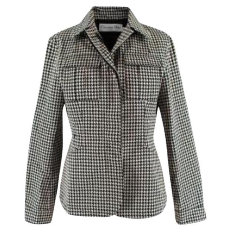 Dior Black and White Houndstooth Jacket For Sale at 1stDibs