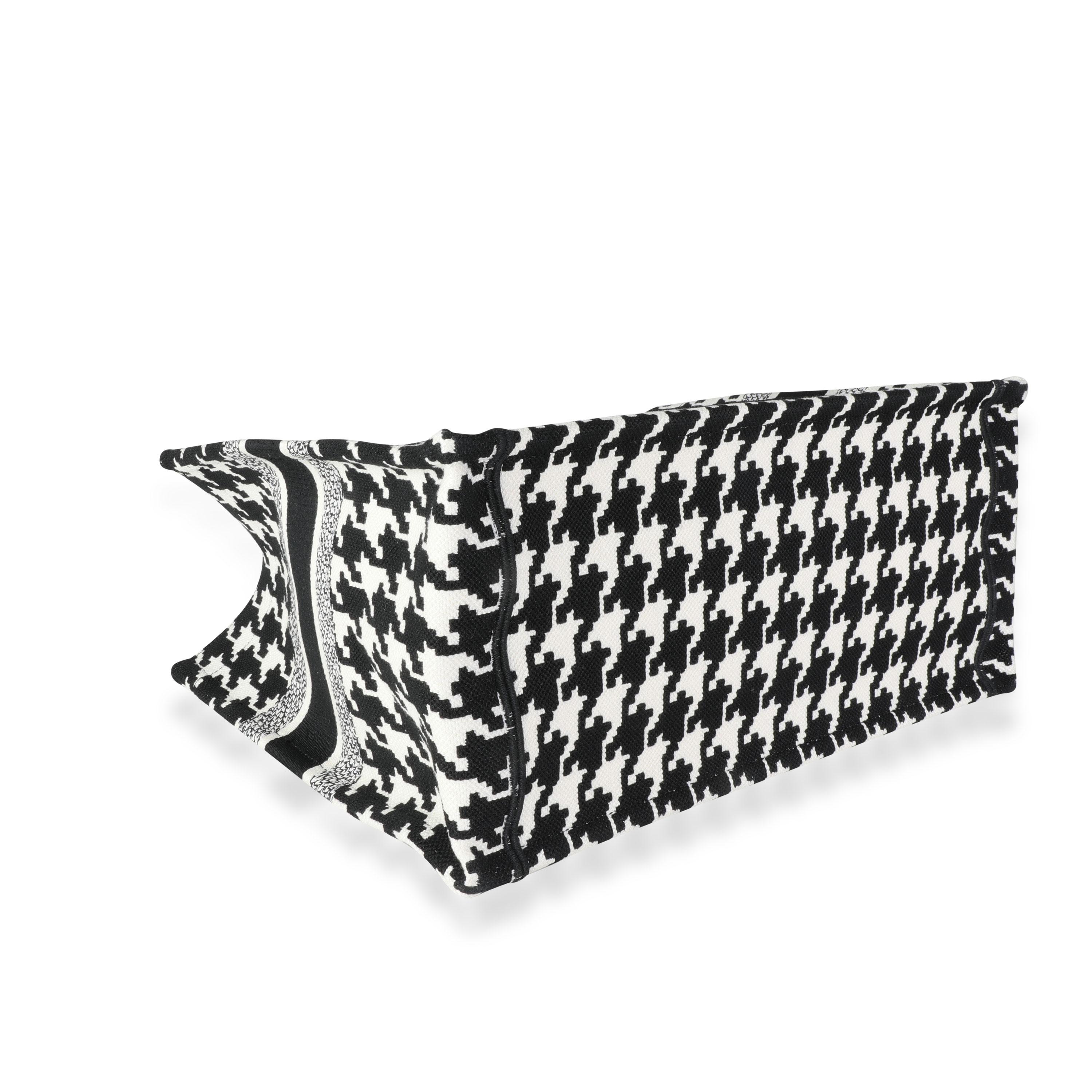 Dior Black & White Houndstooth Small Book Tote In Excellent Condition In New York, NY