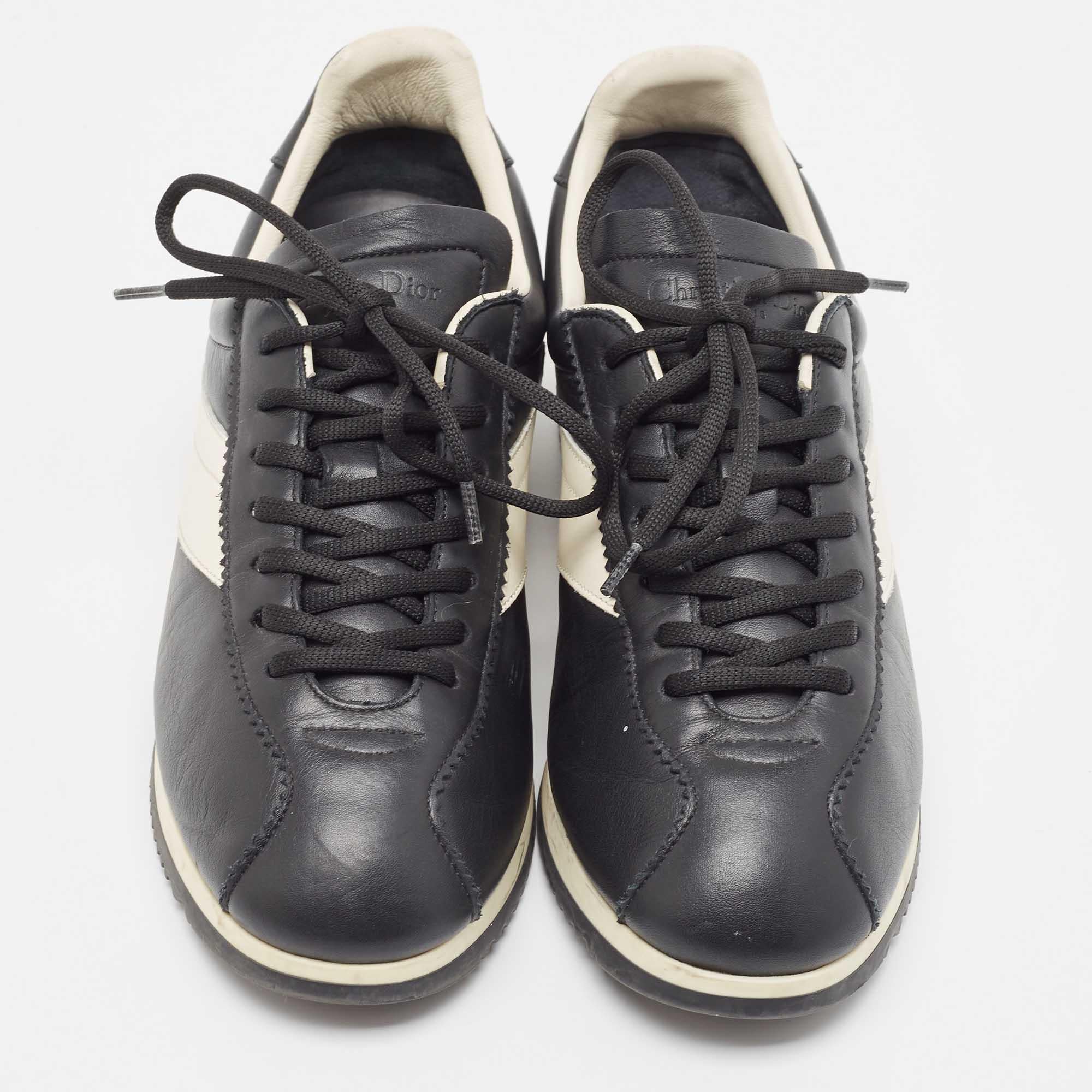 Women's Dior Black/White Leather Diorun Sneakers Size 38