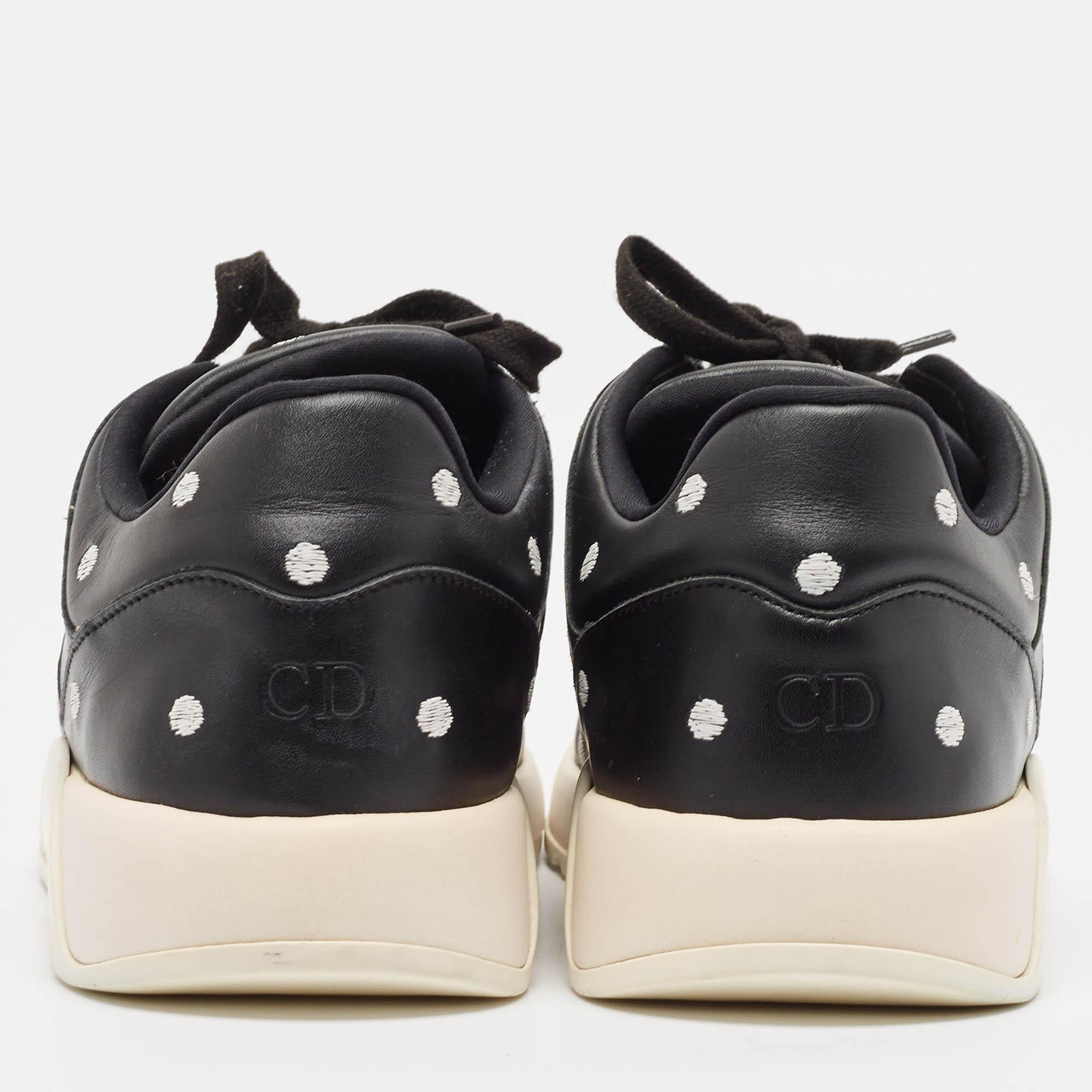 Dior Black/White Leather Lace Up Sneakers Size 40 For Sale 1