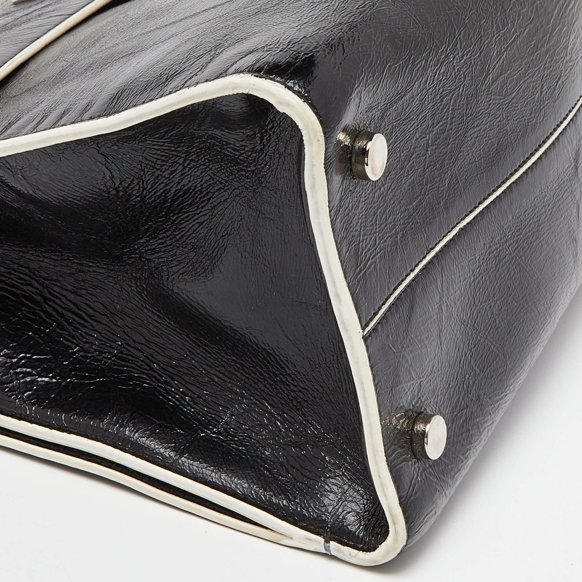 Dior Black/White Leather Medium Diorever Bag 2