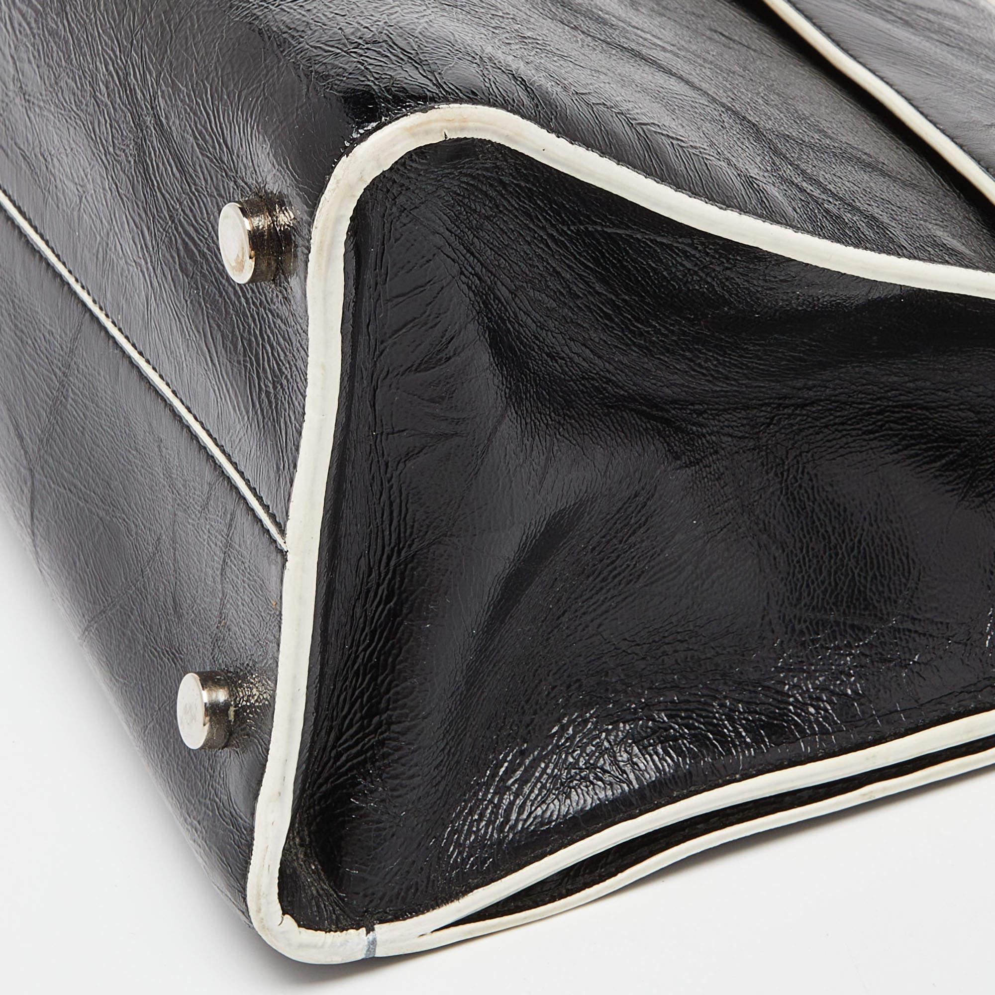 Dior Black/White Leather Medium Diorever Bag 3