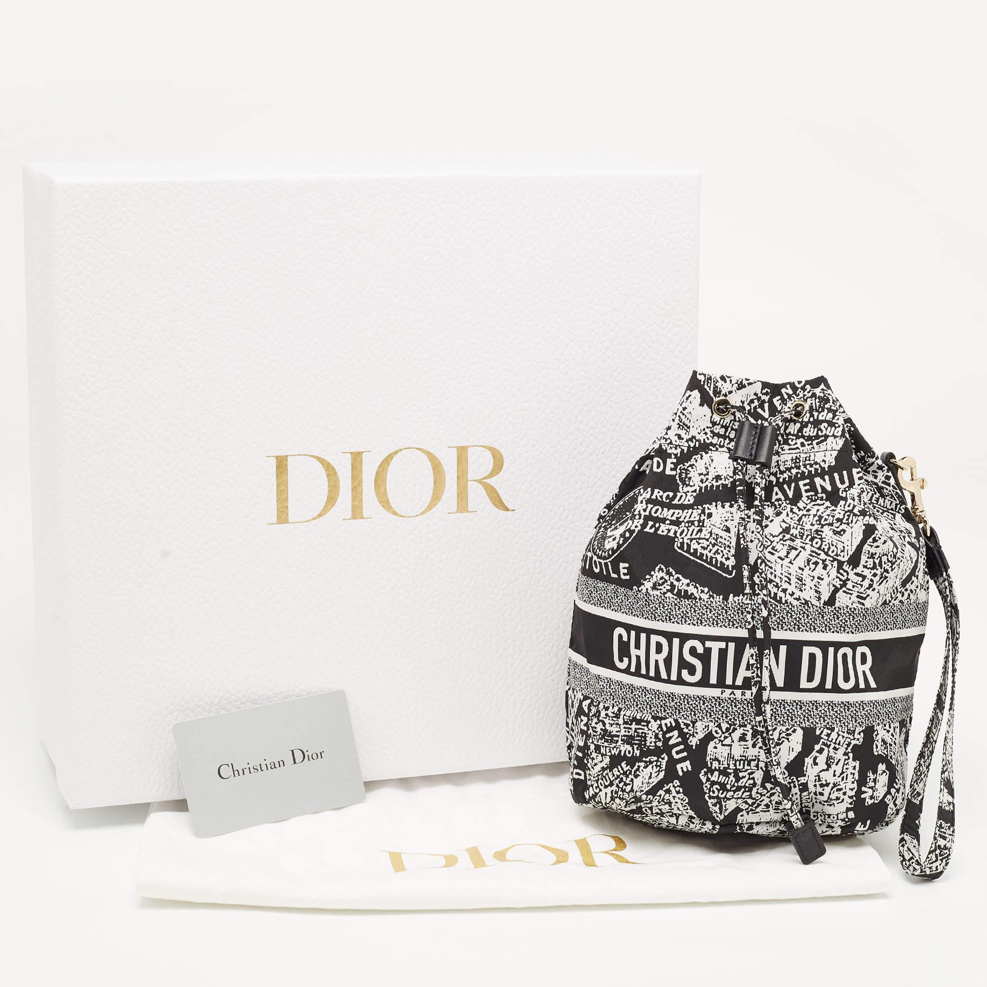 Pochette de voyage Dior Plan De Paris en nylon noir/blanc en vente 7