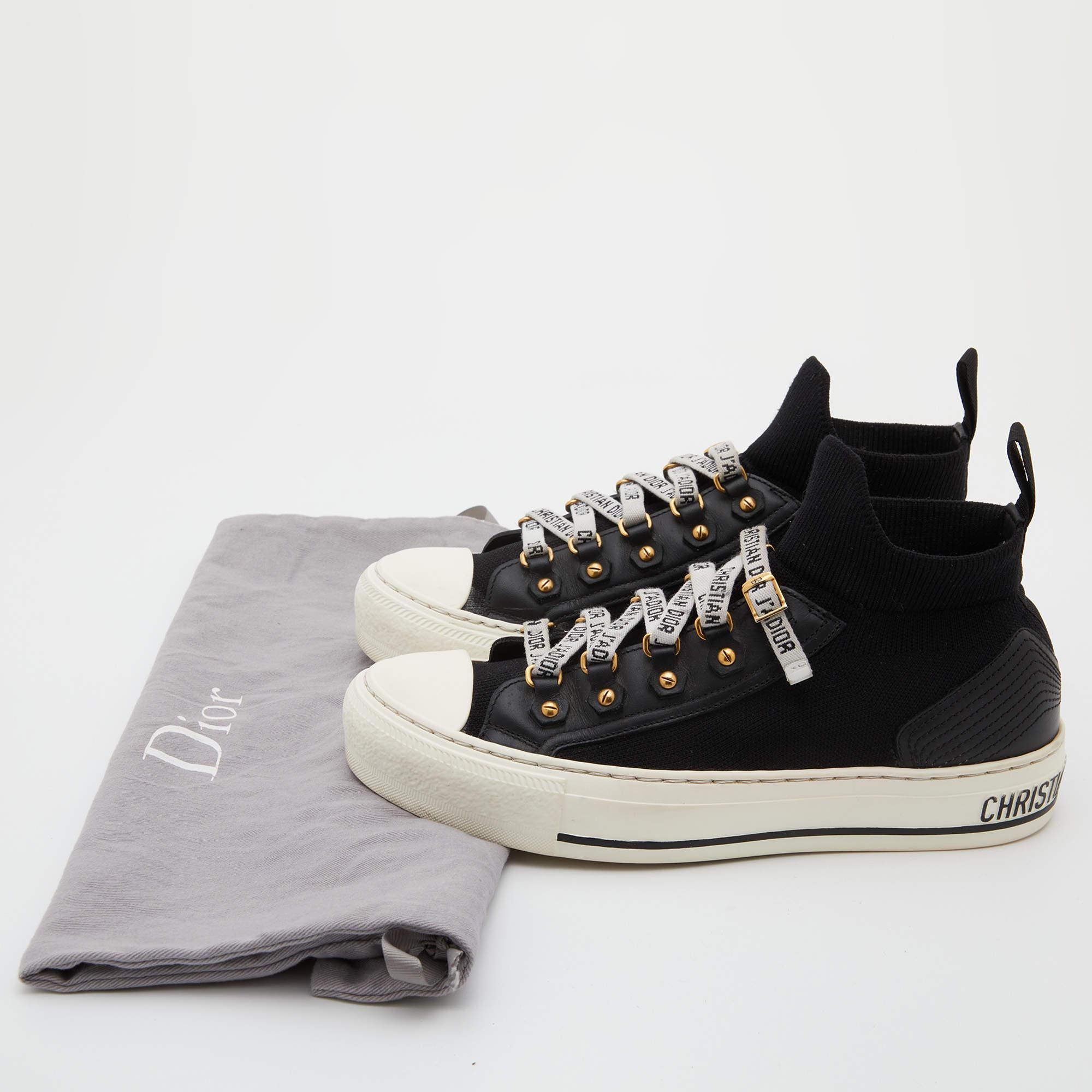 Dior Black/White Technical Knit and Leather Walk'n'Dior  Sneakers Size 36 5