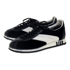 dior velvet sneakers Dior Black/White Velvet and Leather Diorun Low Top Sneakers Size 38