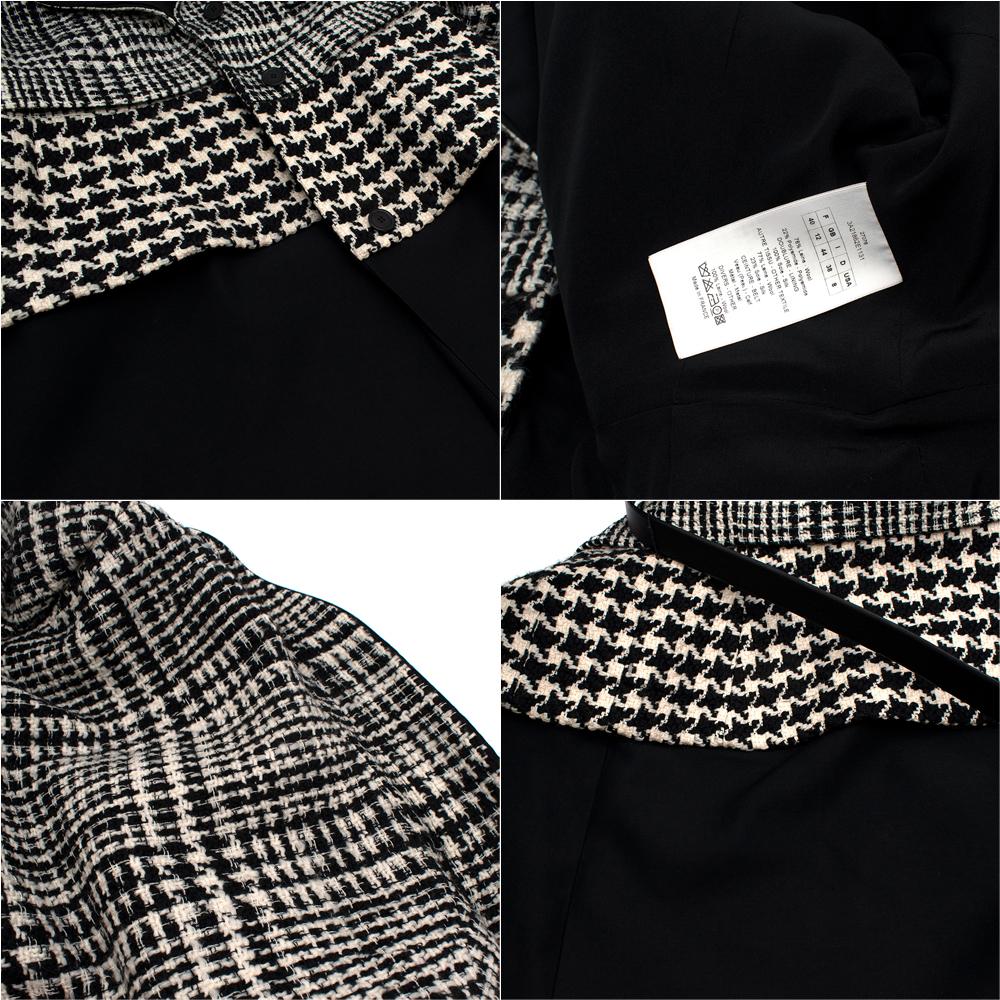 Dior Black & White Wool Blend Houndstooth Belted Coat - Size US 8 For Sale 4