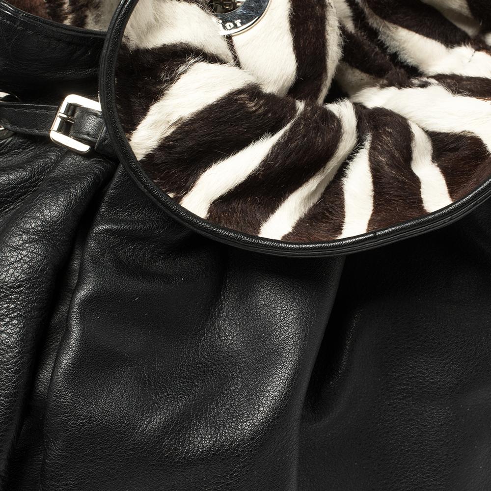 Dior Black/White Zebra Print Calfhair and Leather Le Trente Hobo 3