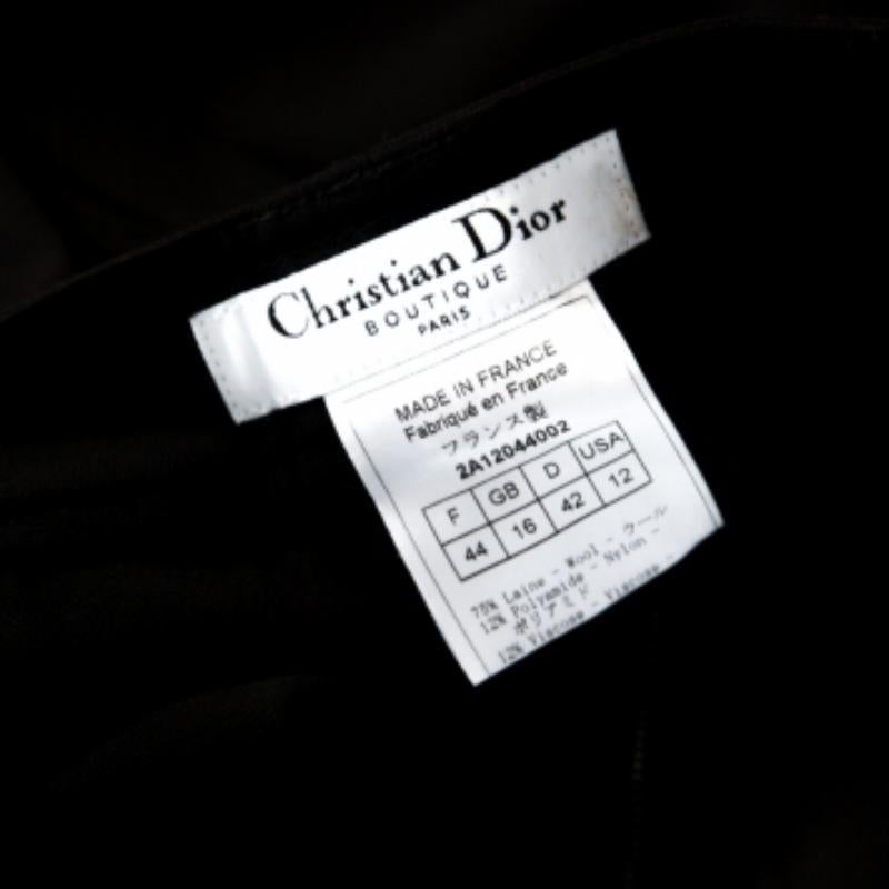 Dior Schwarze Hose mit geflochtenem Wollbesatz ausgestellt L Damen im Angebot