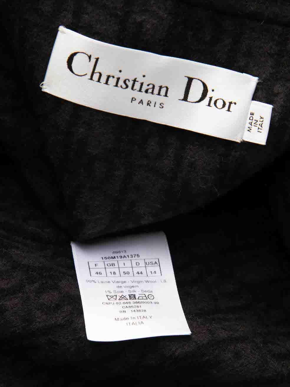 Women's Dior Black Wool Double Breast Oblique Lined Coat Size XXXL