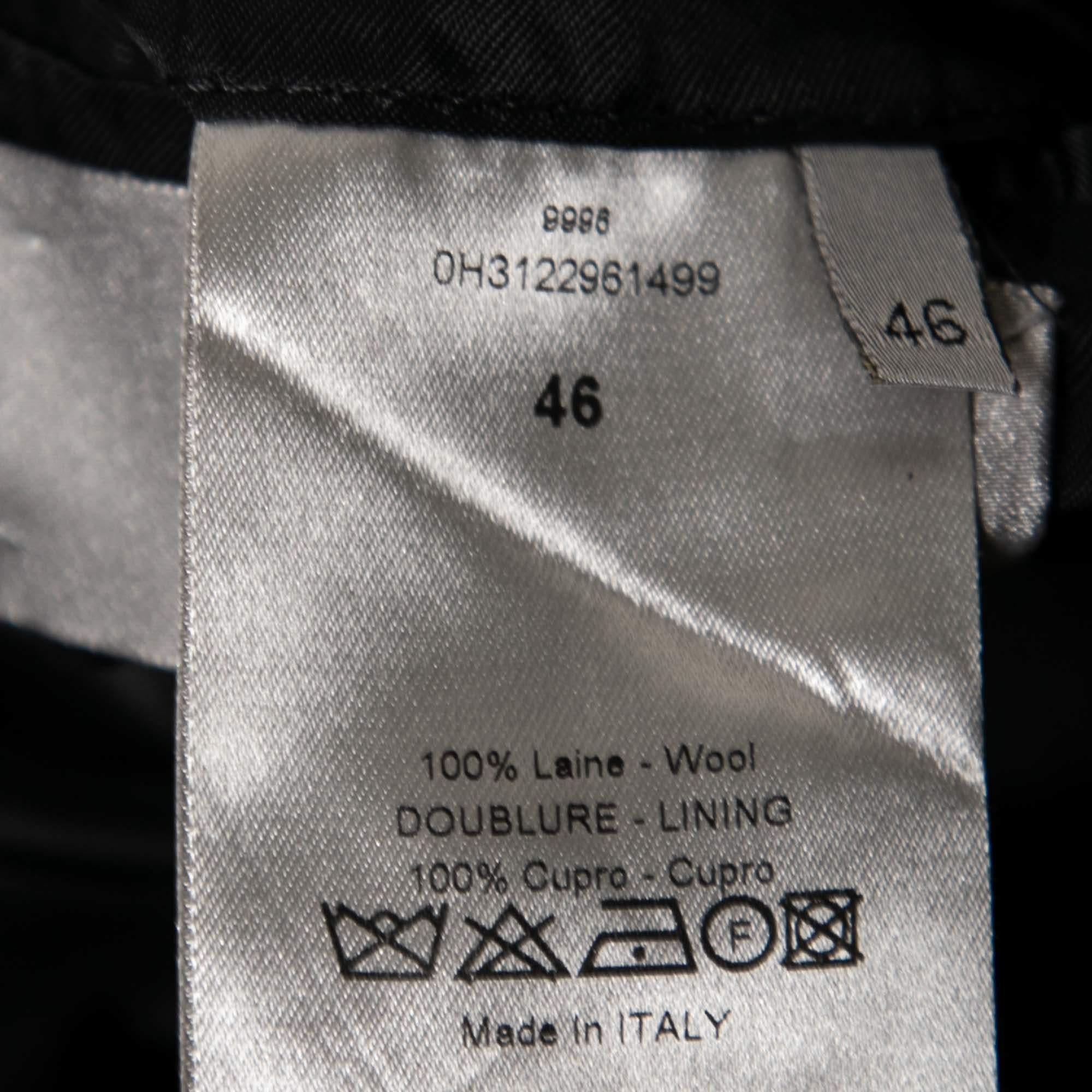 Dior Schwarzer Wollblazer mit langen Ärmeln XL Damen im Angebot