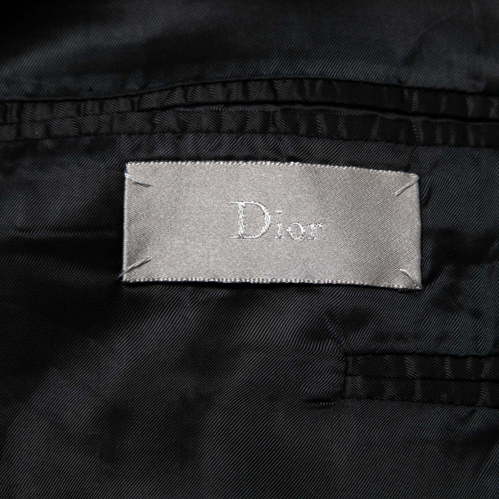 Dior Schwarzer Wollblazer mit langen Ärmeln XL im Angebot 1