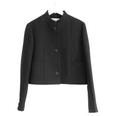 Dior Black Wool Nehru Collar Cropped Jacket