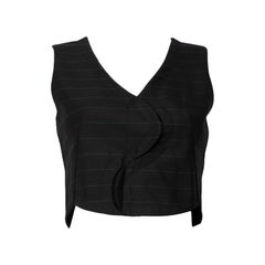 Dior Black Wool Wavy Opening Pinstripe Cropped Top Size S