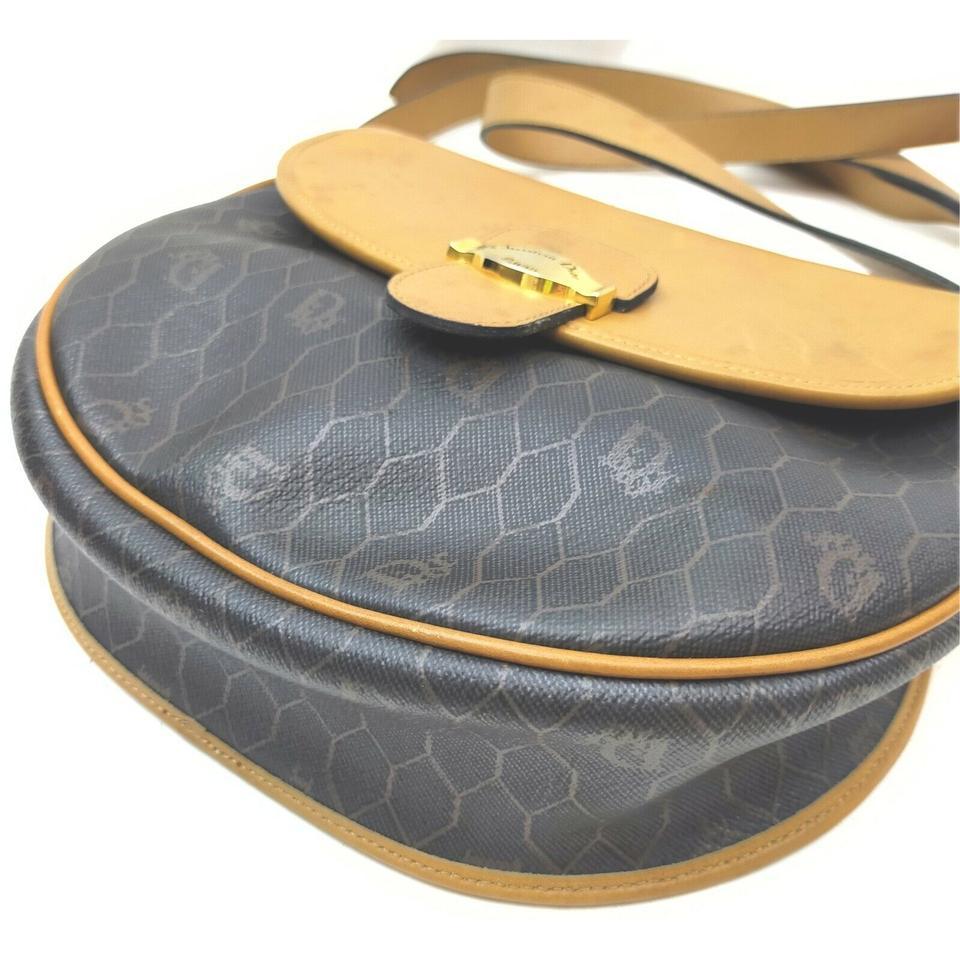 Orange Dior Black x Brown Honeycomb Monogram Trotter Crossbody Flap Bag  863267