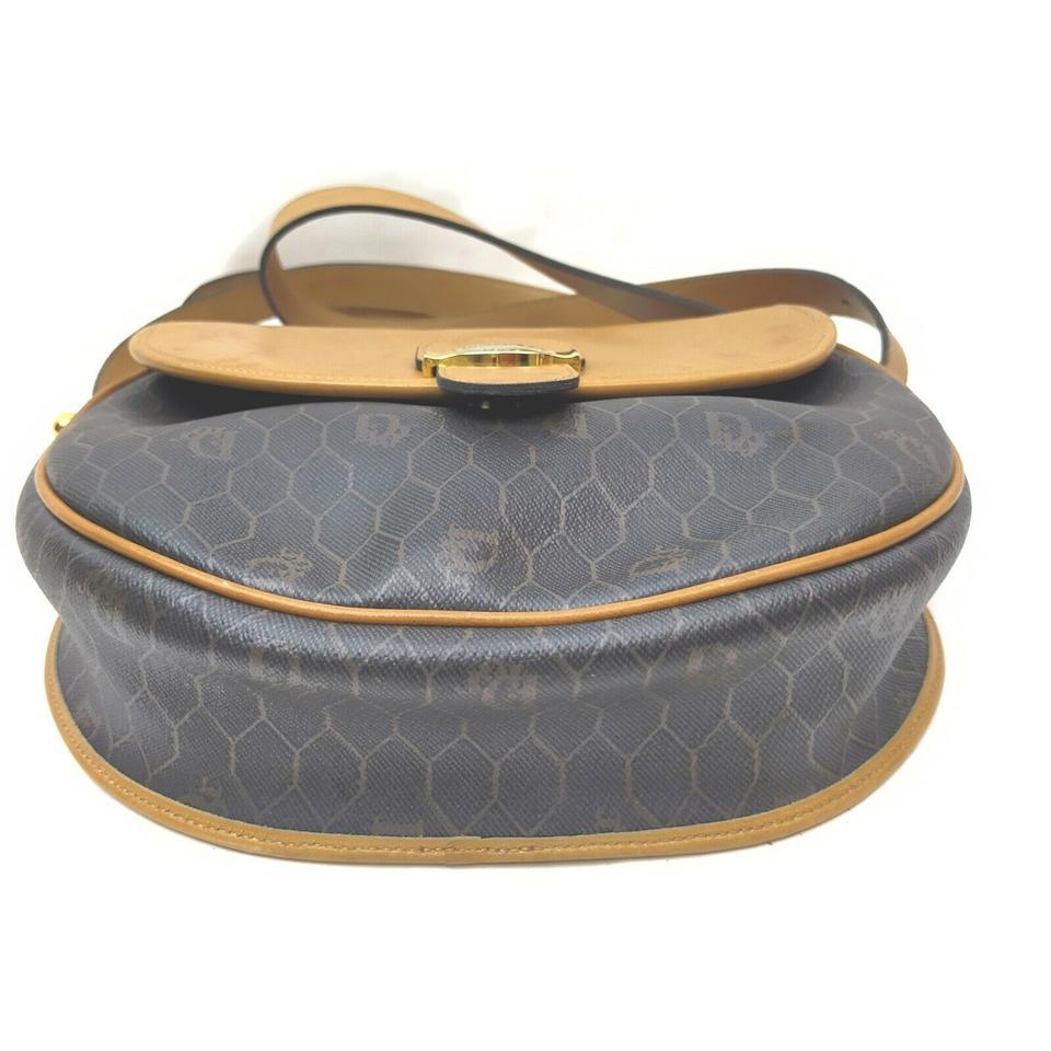Women's Dior Black x Brown Honeycomb Monogram Trotter Crossbody Flap Bag  863267