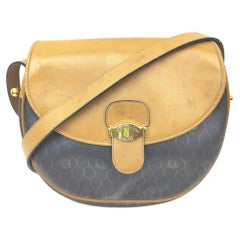 Dior Black x Brown Honeycomb Monogram Trotter Crossbody Flap Bag  863267 