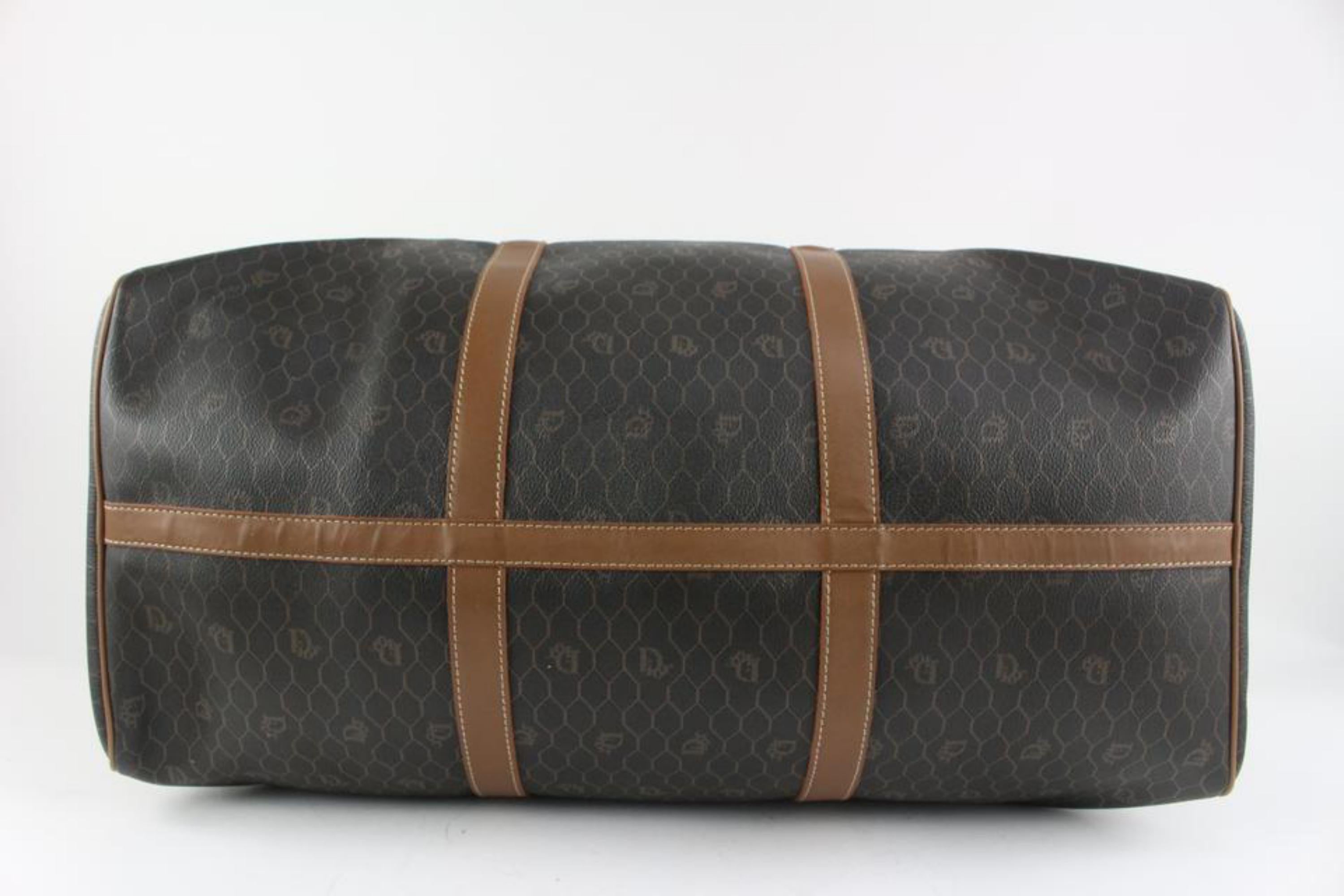 Dior Black x Brown Monogram Honeycomb Trotter Boston Duffle Bag 1216d26 4