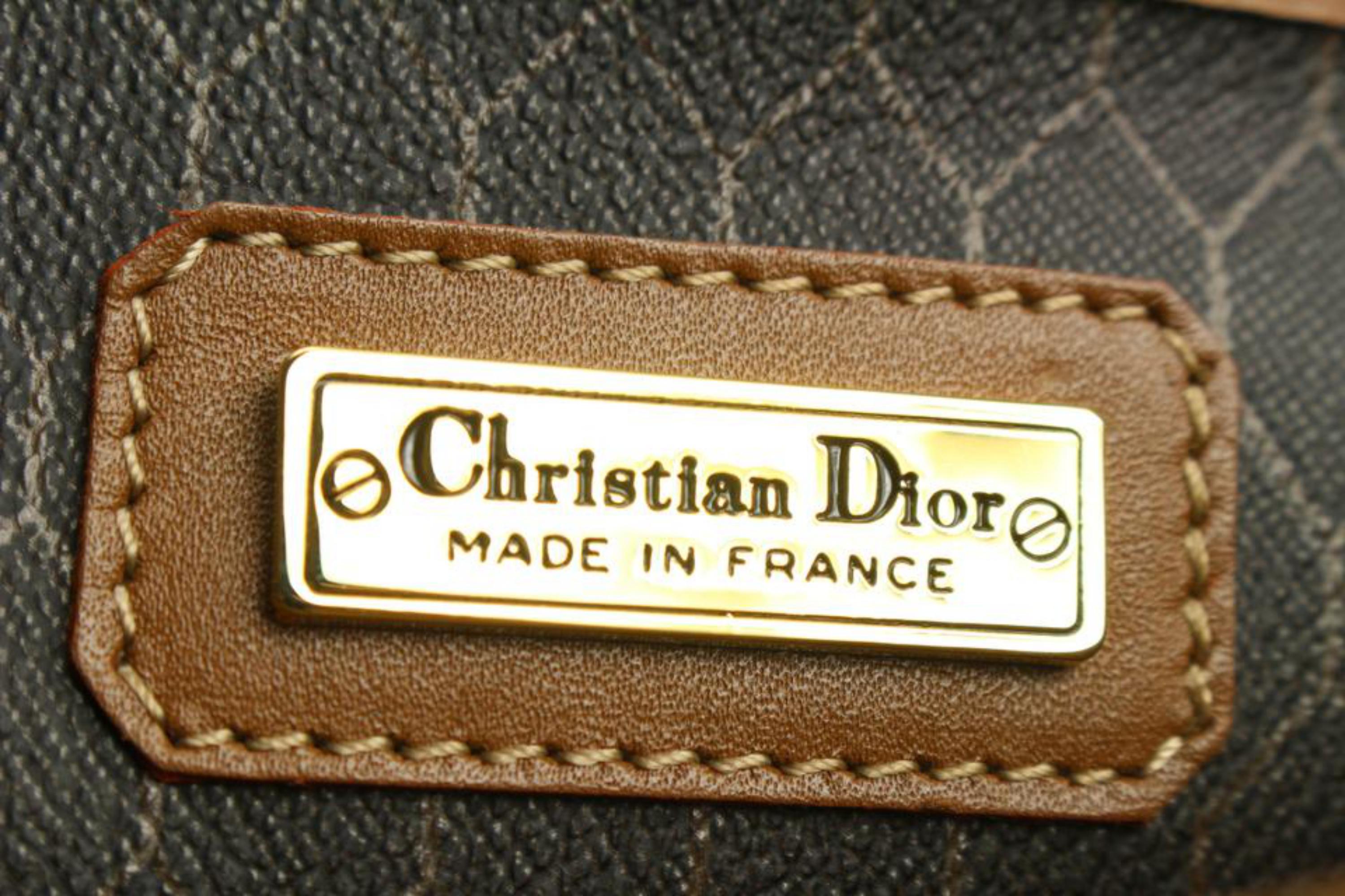Dior Black x Brown Monogram Honeycomb Trotter Boston Duffle Bag 1216d26 In Good Condition In Dix hills, NY