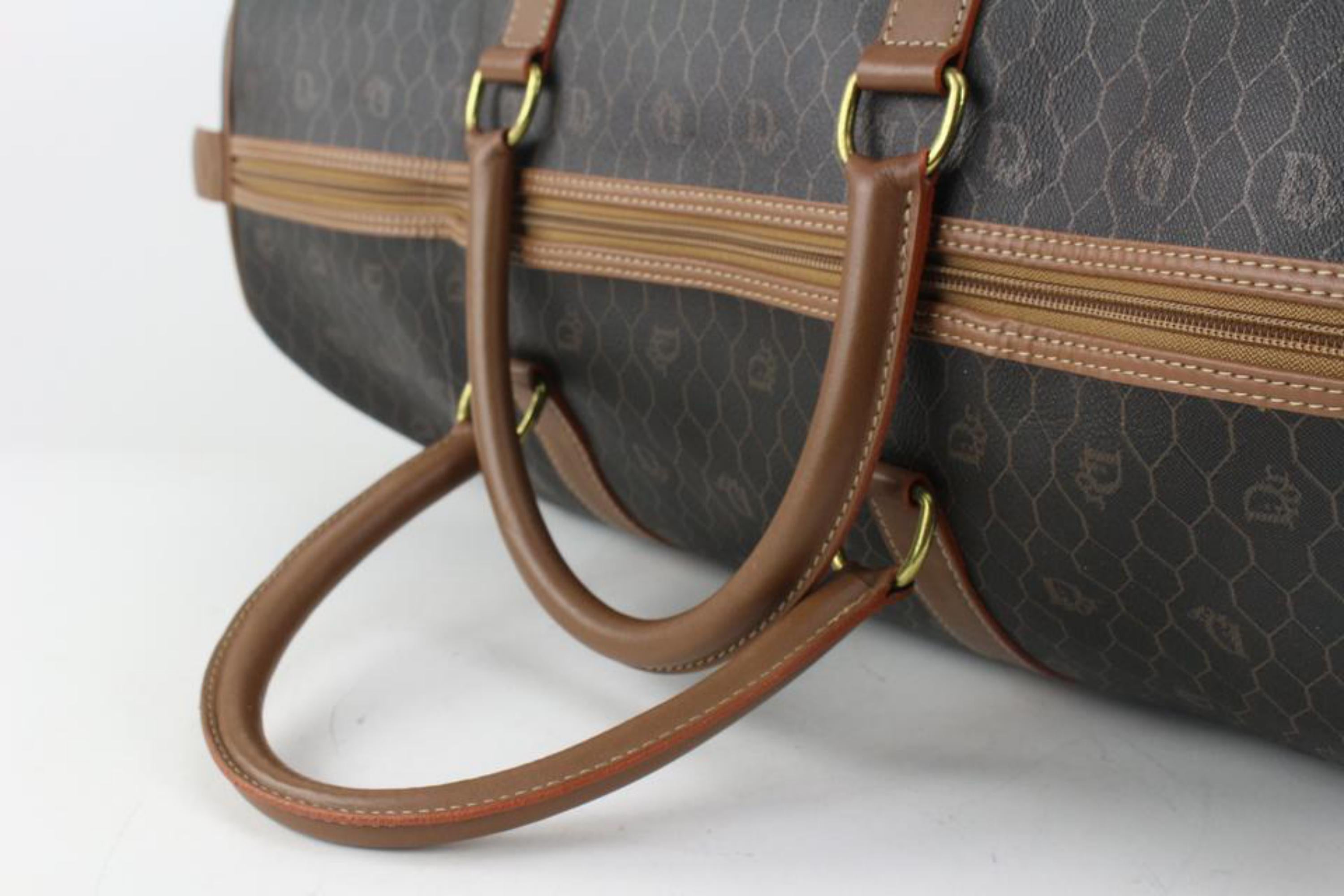 Women's Dior Black x Brown Monogram Honeycomb Trotter Boston Duffle Bag 1216d26