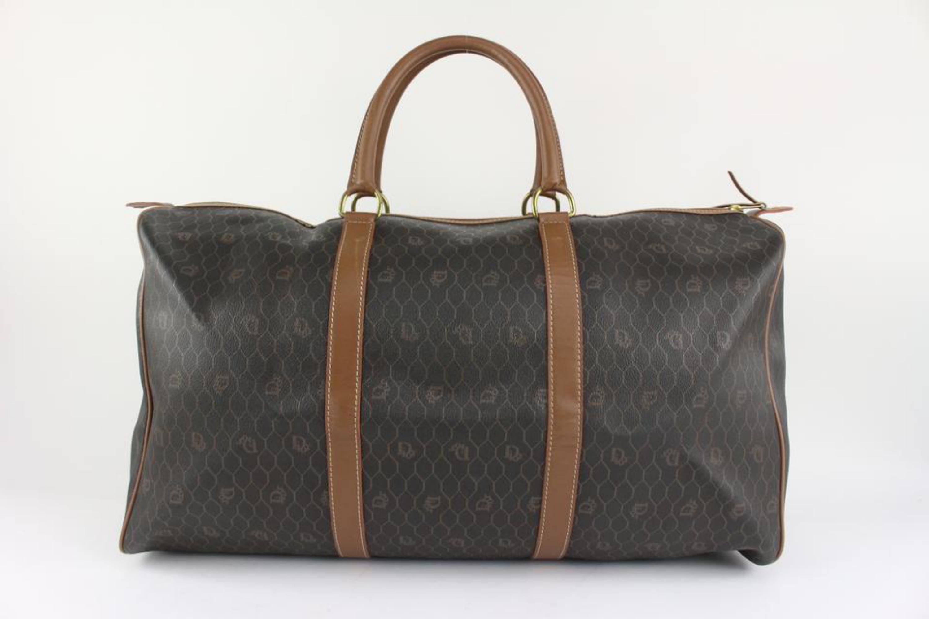 Dior Black x Brown Monogram Honeycomb Trotter Boston Duffle Bag 1216d26 1