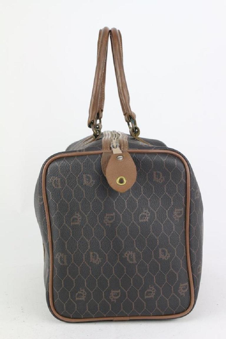 Dior Black x Brown Monogram Trotter Honeycomb Boston Bag 1DR99 For Sale 4