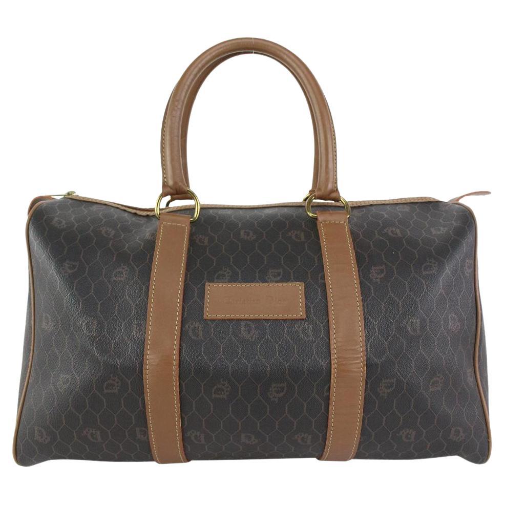 Dior Black x Brown Monogram Trotter Honeycomb Boston Bag Duffle 826da70