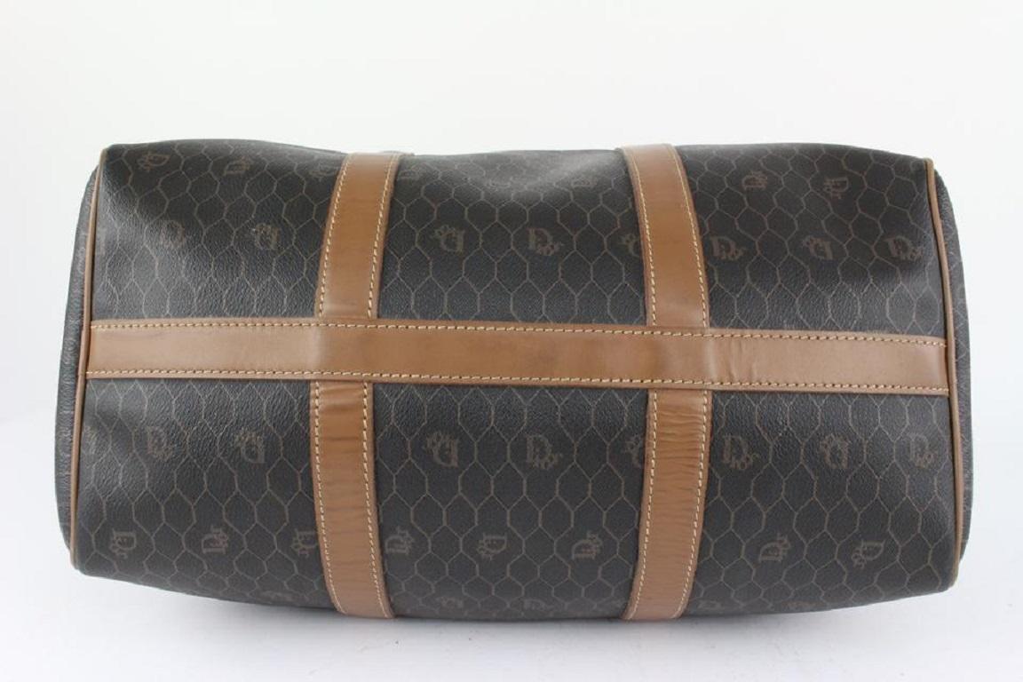 Dior Black x Brown Monogram Trotter Honeycomb Boston Duffle Bag 1013d12 For Sale 2