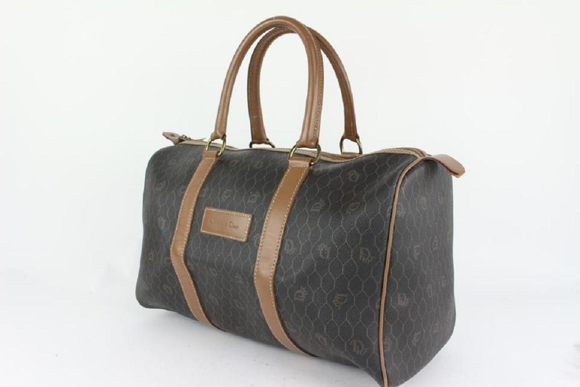 Dior Black x Brown Monogram Trotter Honeycomb Boston Duffle Bag 1013d12




