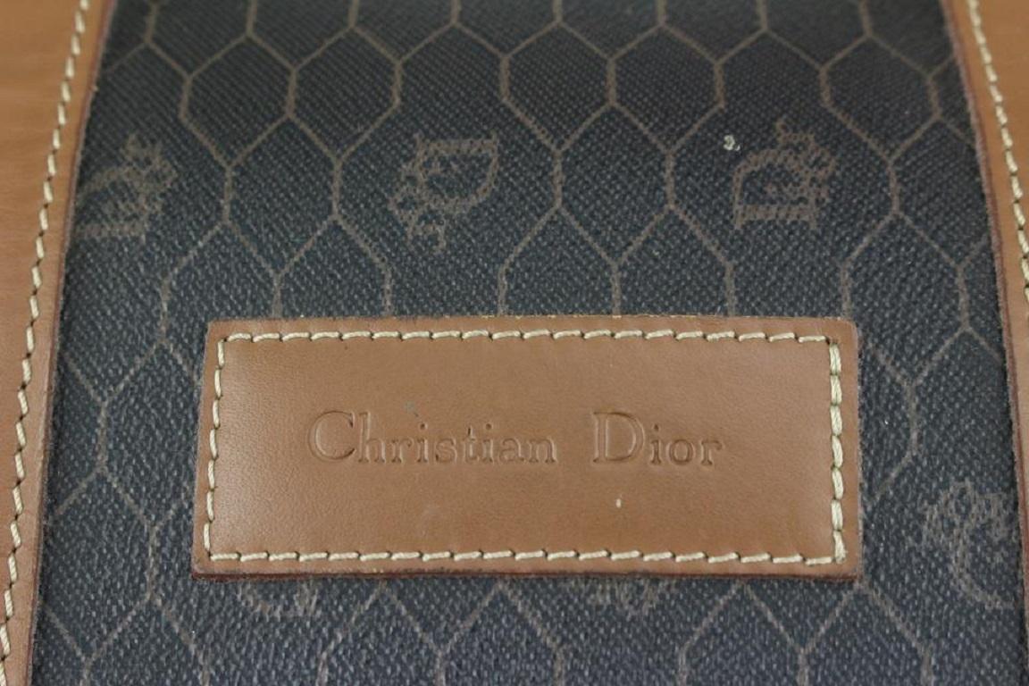 Dior Black x Brown Monogram Trotter Honeycomb Boston Duffle Bag 1013d12 Pour femmes en vente