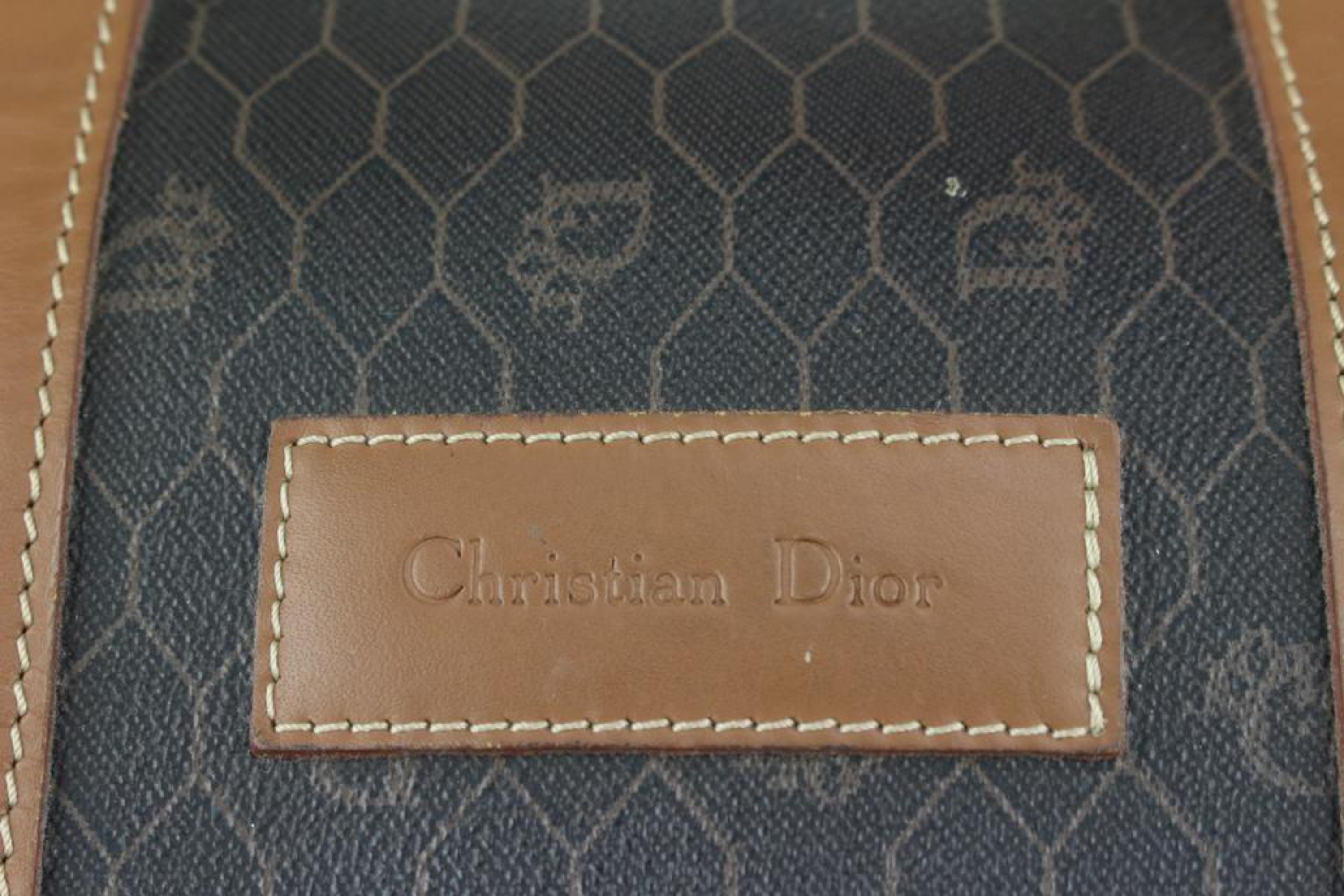 Dior Black x Brown Monogram Trotter Honeycomb Boston Duffle Bag 1013d12 3