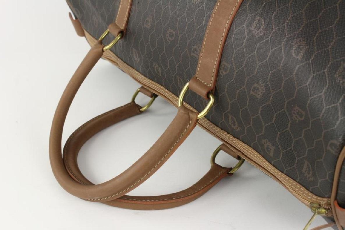Dior Black x Brown Monogram Trotter Honeycomb Boston Duffle Bag 1025d1 For Sale 2