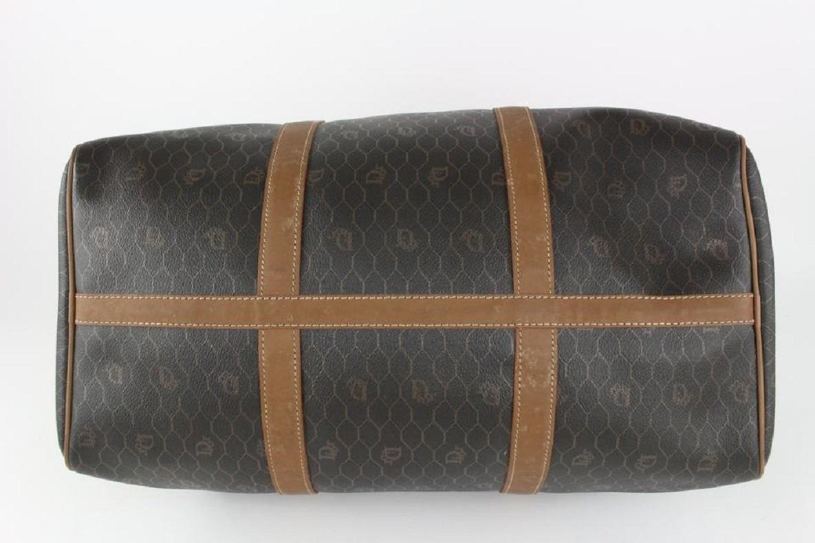 Dior Black x Brown Monogram Trotter Honeycomb Boston Duffle Bag 1025d1 For Sale 3