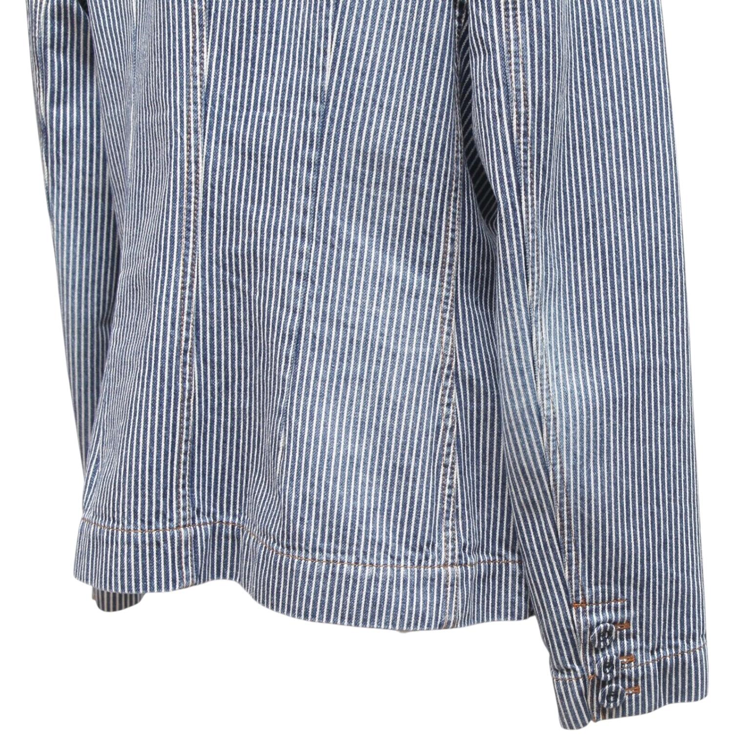 Women's DIOR Blazer Denim Coat BAR JACKET Striped Blue White Cotton US 14 F 46 $4300 For Sale