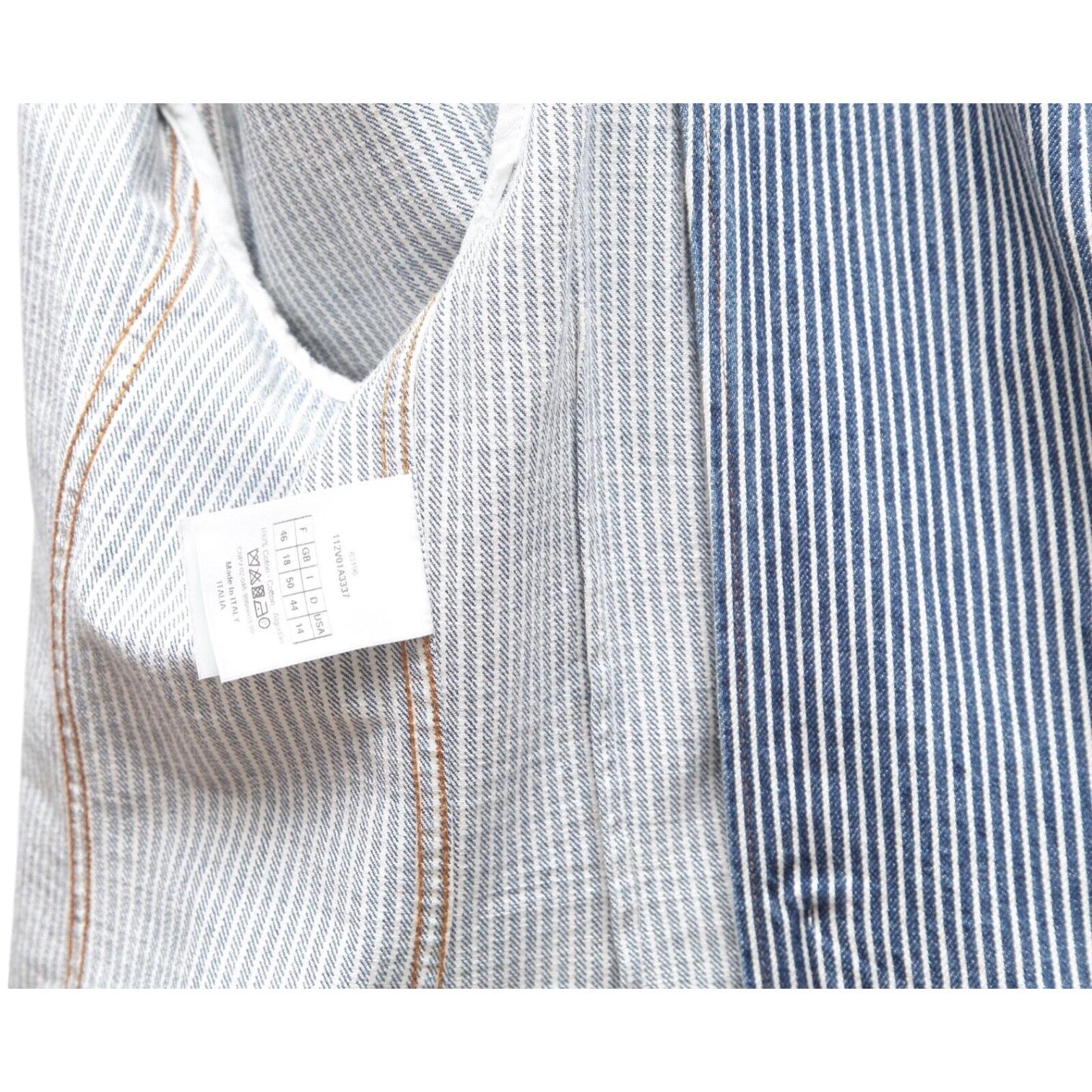 DIOR Blazer Denim Coat BAR JACKET Striped Blue White Cotton US 14 F 46 $4300 For Sale 3