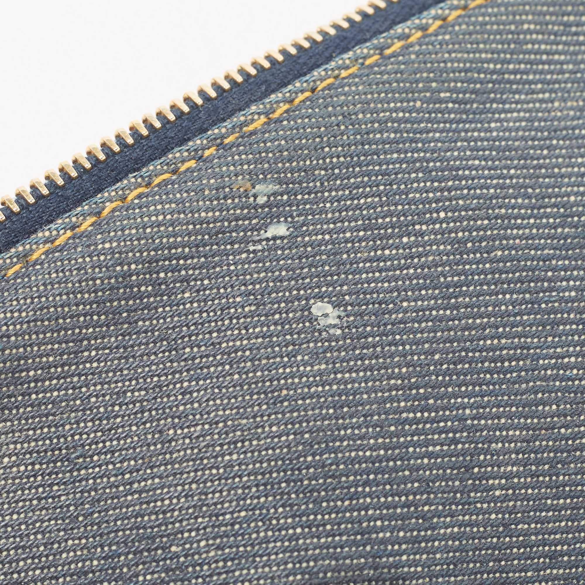 Dior Blue/Beige Denim Mini Saddle Bag 14