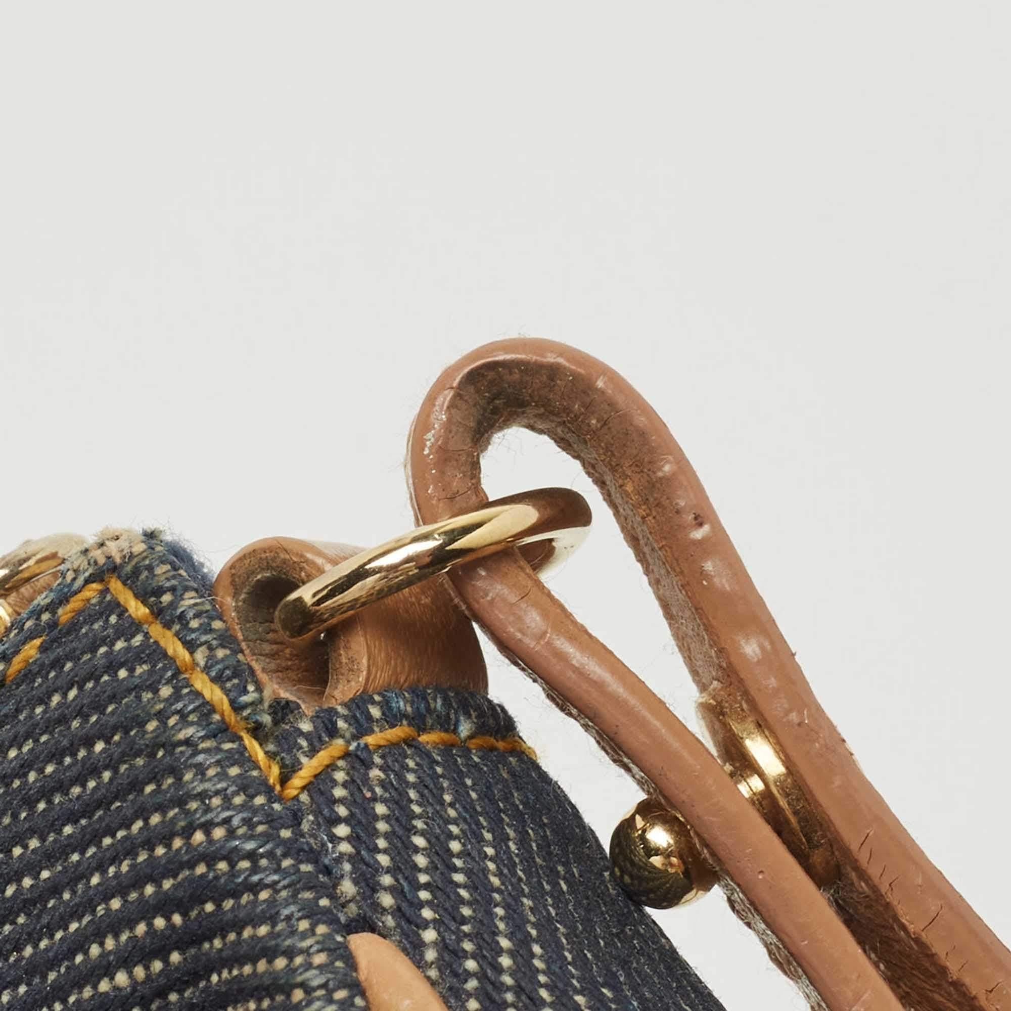 Dior Blue/Beige Denim Mini Saddle Bag 3