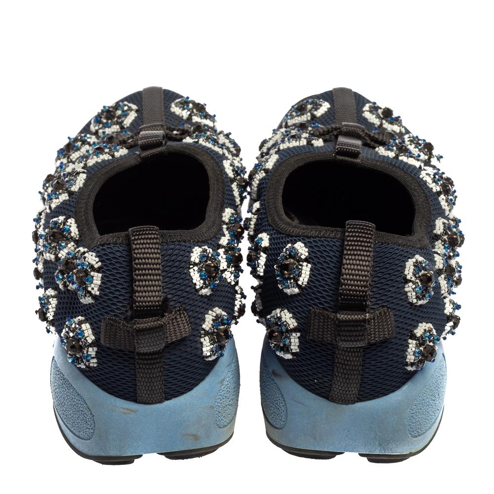 Dior Blue/Black Mesh Fusion Sneakers Size 34.5 In Good Condition In Dubai, Al Qouz 2
