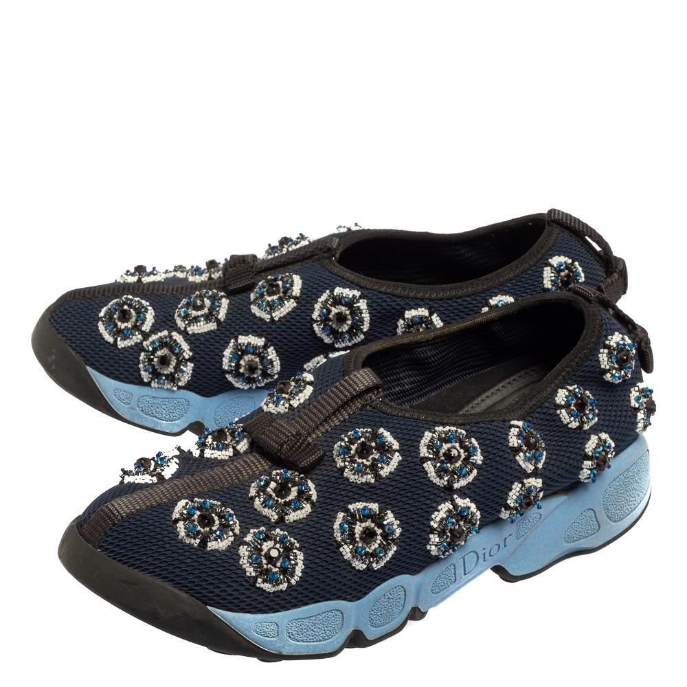 Women's Dior Blue/Black Mesh Fusion Sneakers Size 34.5