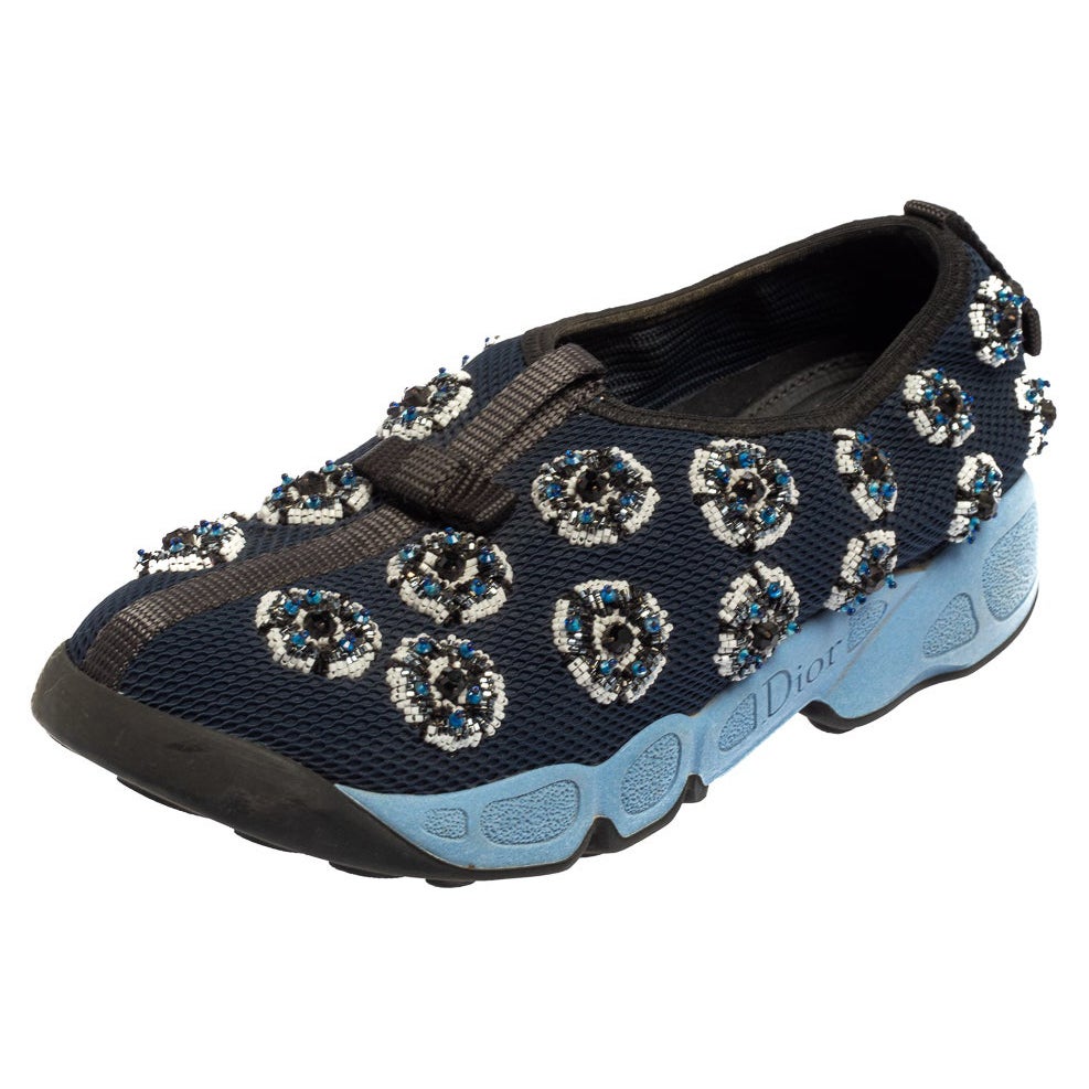 Dior Blue/Black Mesh Fusion Sneakers Size 34.5