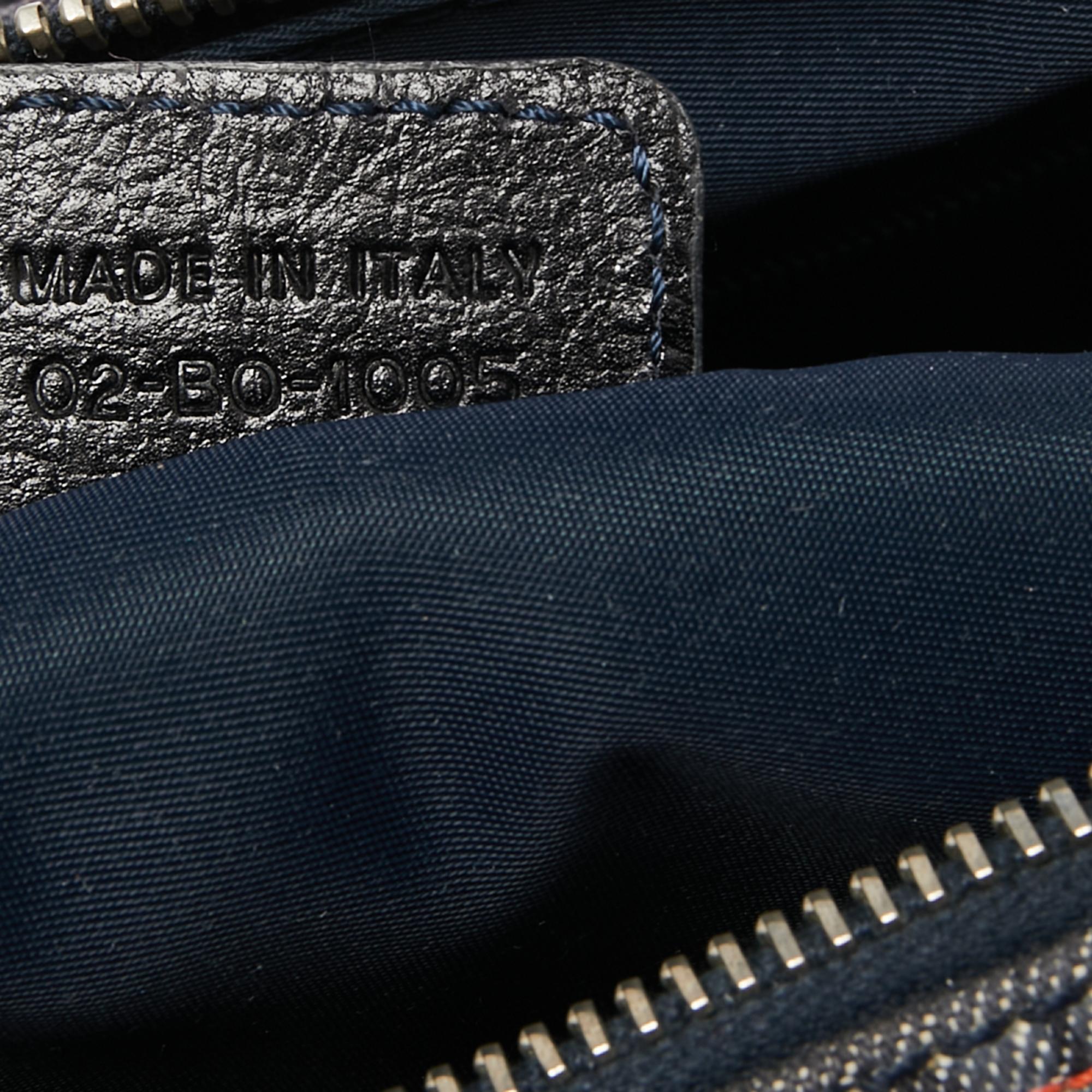 Dior Blue/Black Oblique Denim and Leather Flight Line Satchel 4